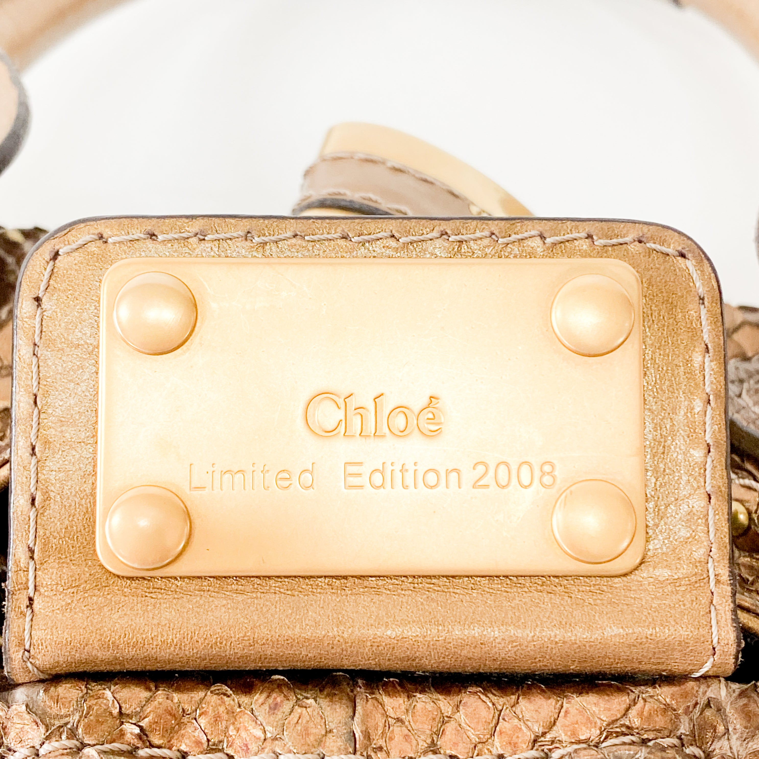 Limited Edition 2008 Paddington Gold Python Leather Shoulder Bag