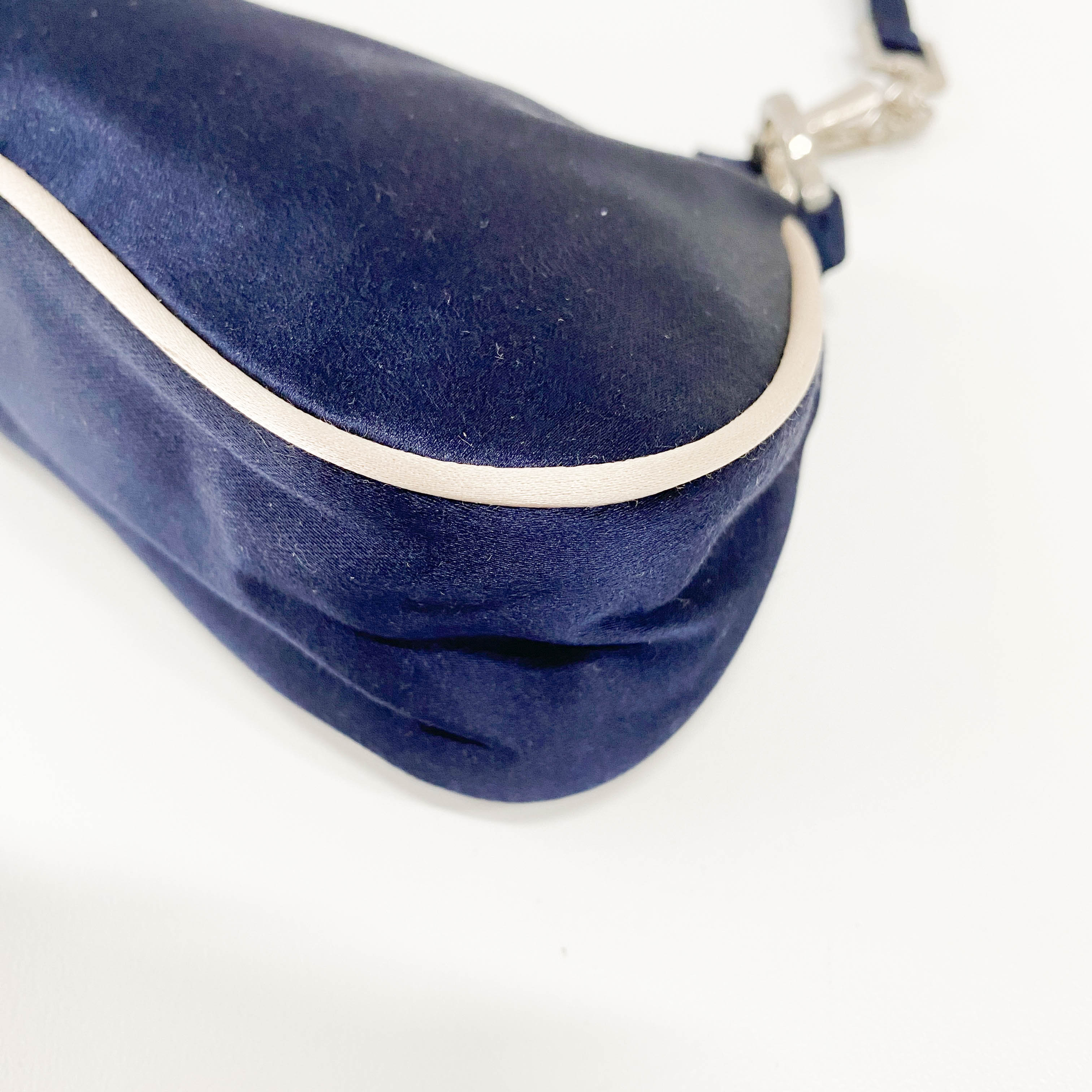 Mini Navy Satin Shoulder Accessory Bag