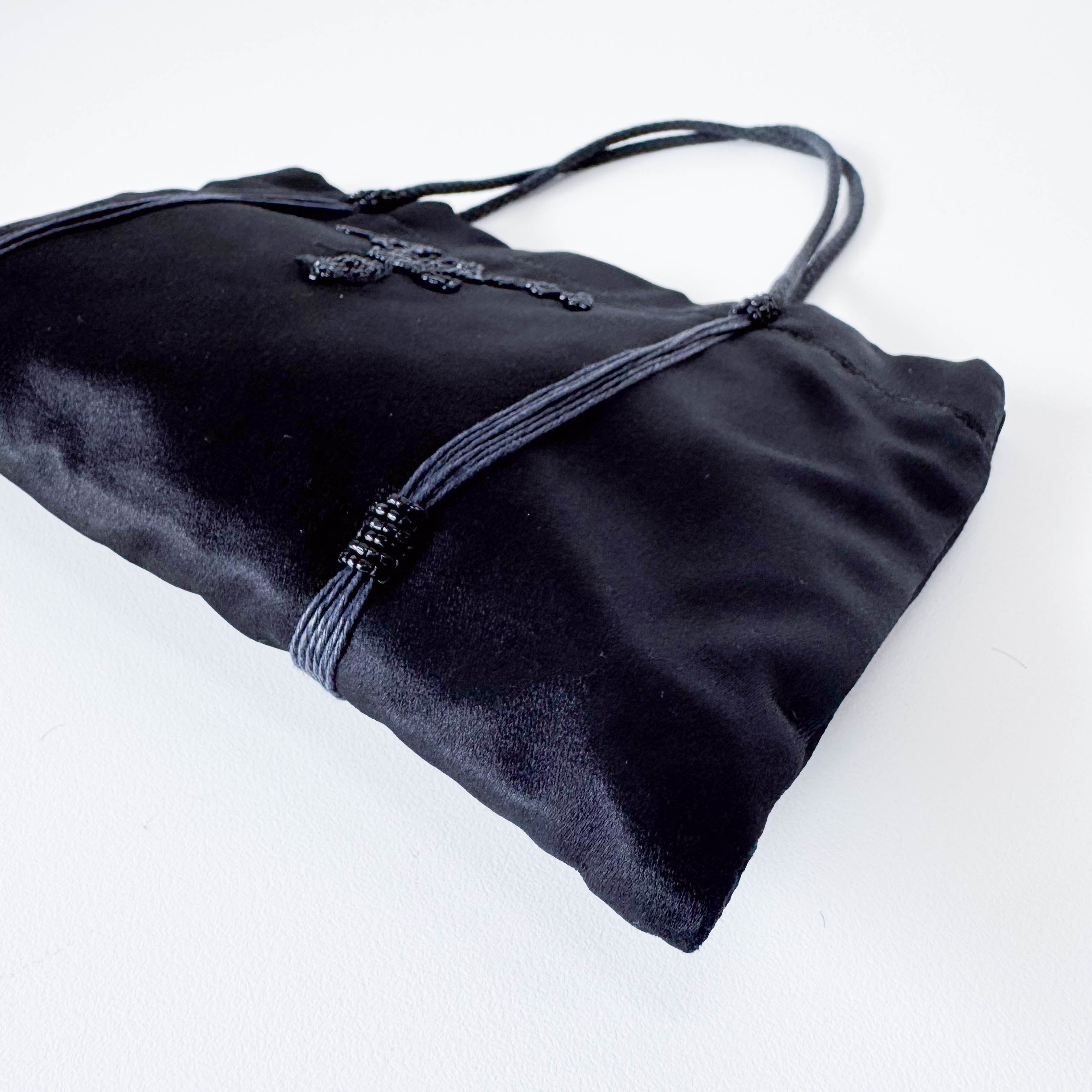Black Satin Beaded Hand Bag
