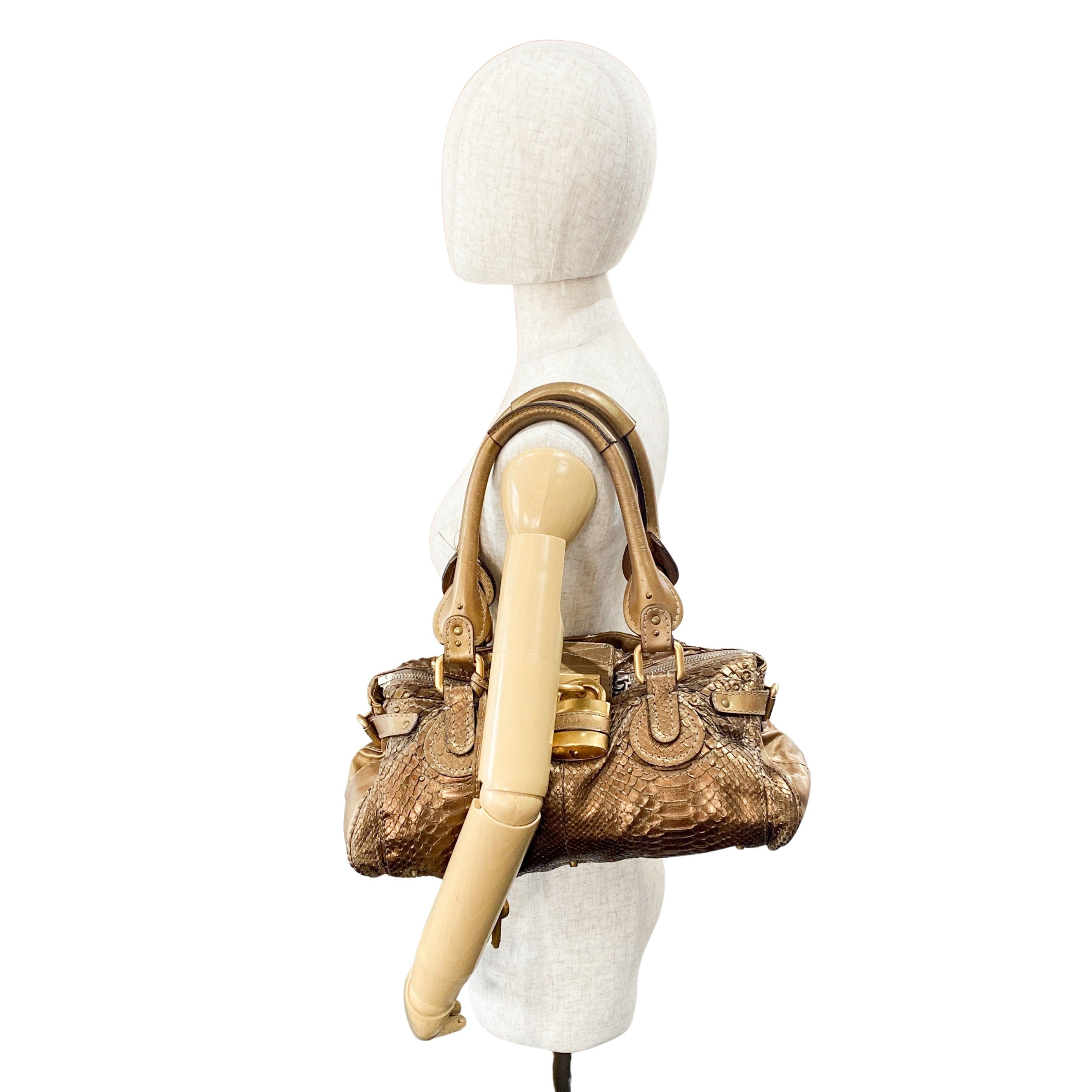 Limited Edition 2008 Paddington Gold Python Leather Shoulder Bag