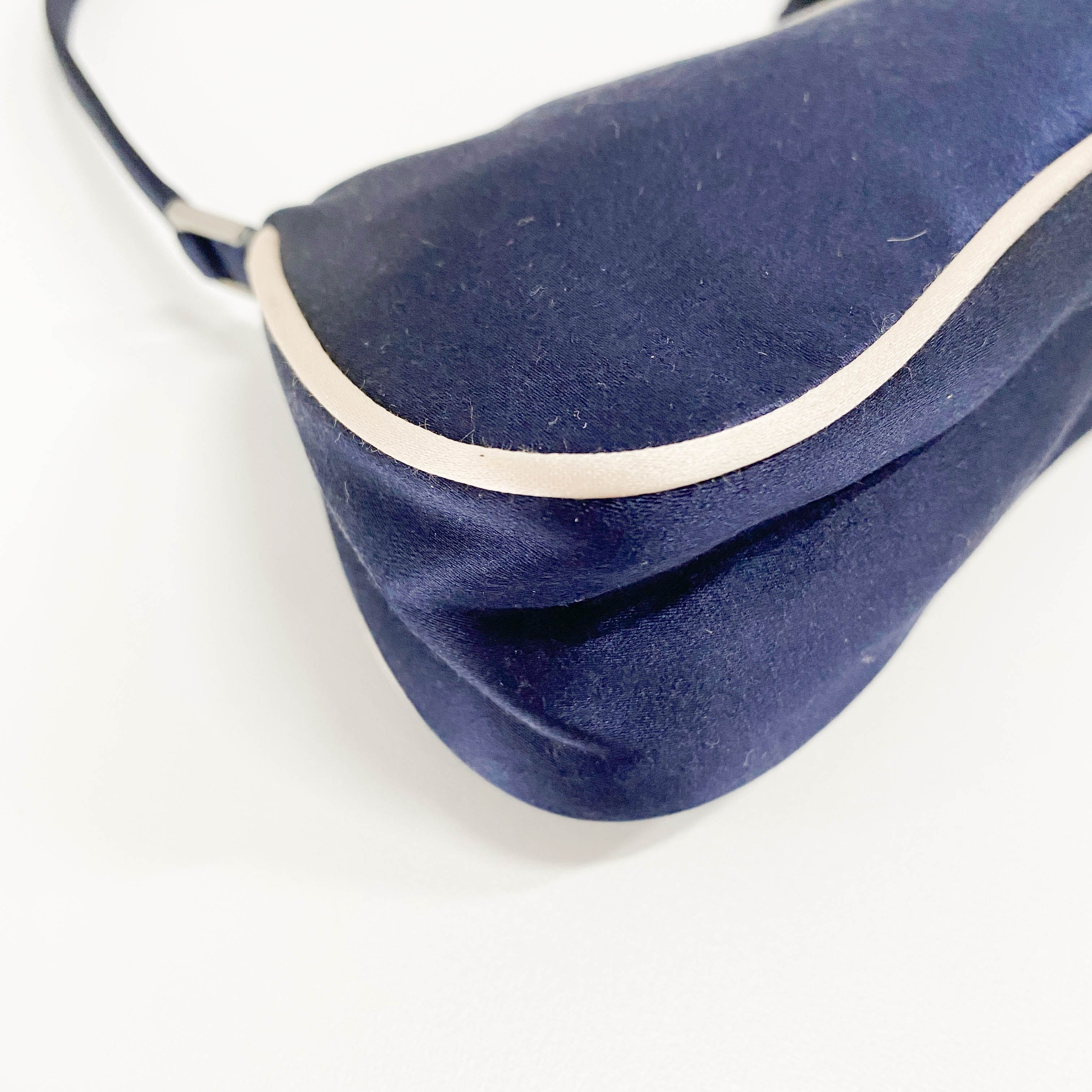 Mini Navy Satin Shoulder Accessory Bag