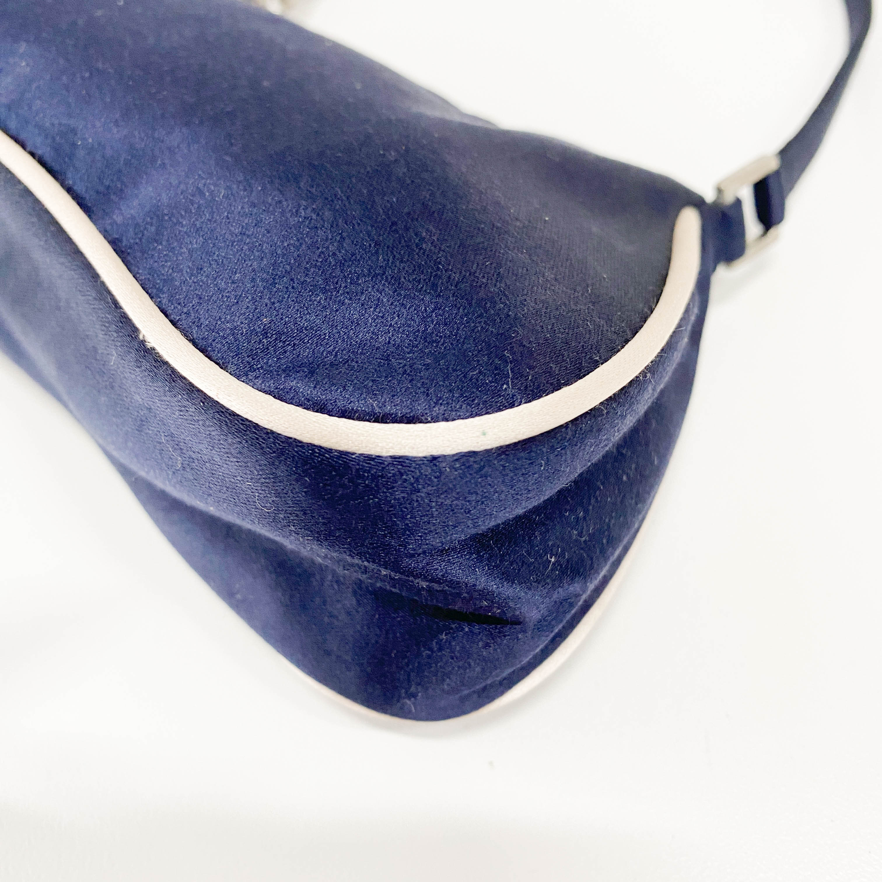 Mini Navy Satin Shoulder Accessory Bag