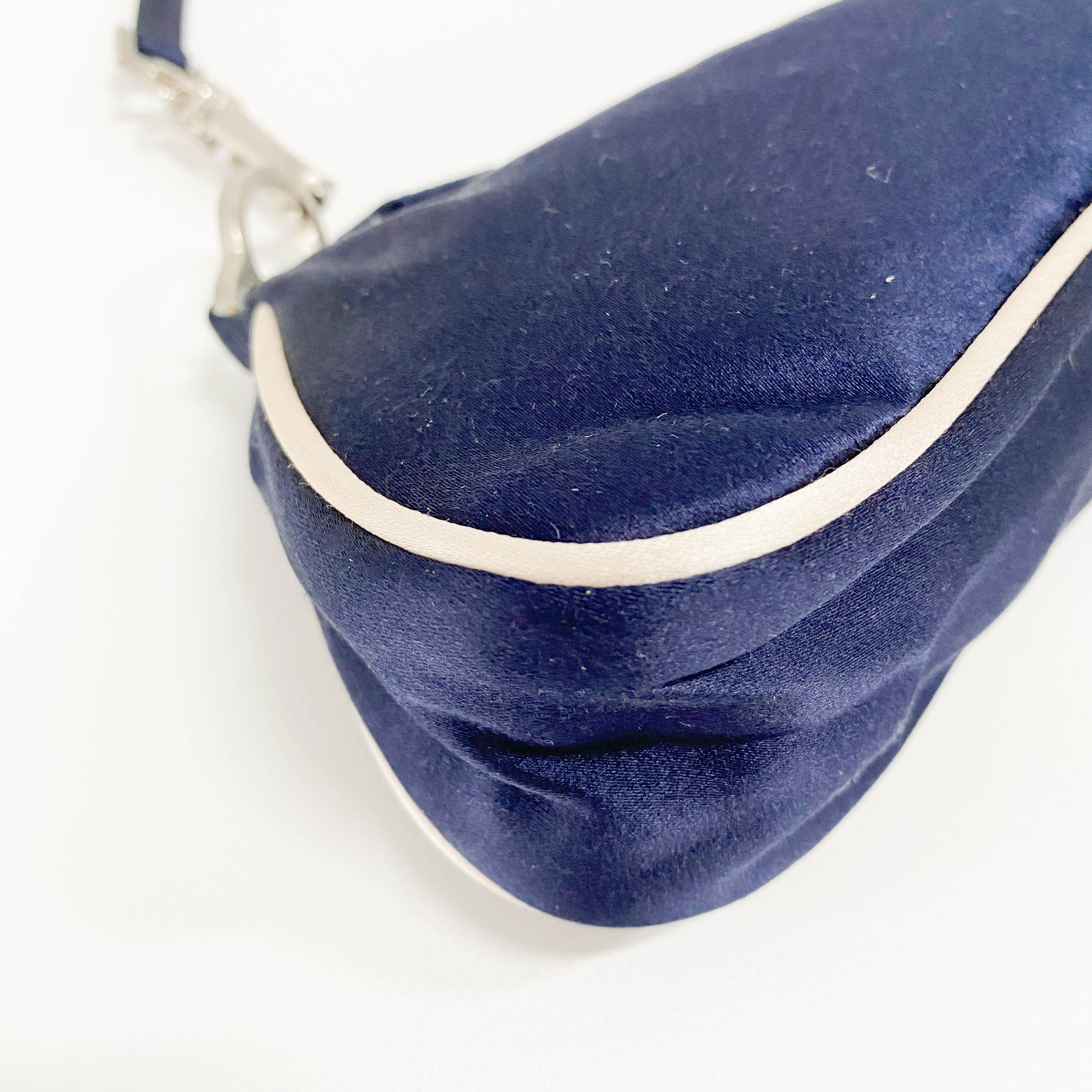 Mini Navy Satin Shoulder Accessory Bag