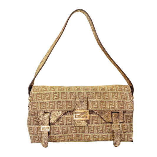 Gold FF Coated Canvas Shoulder Bag