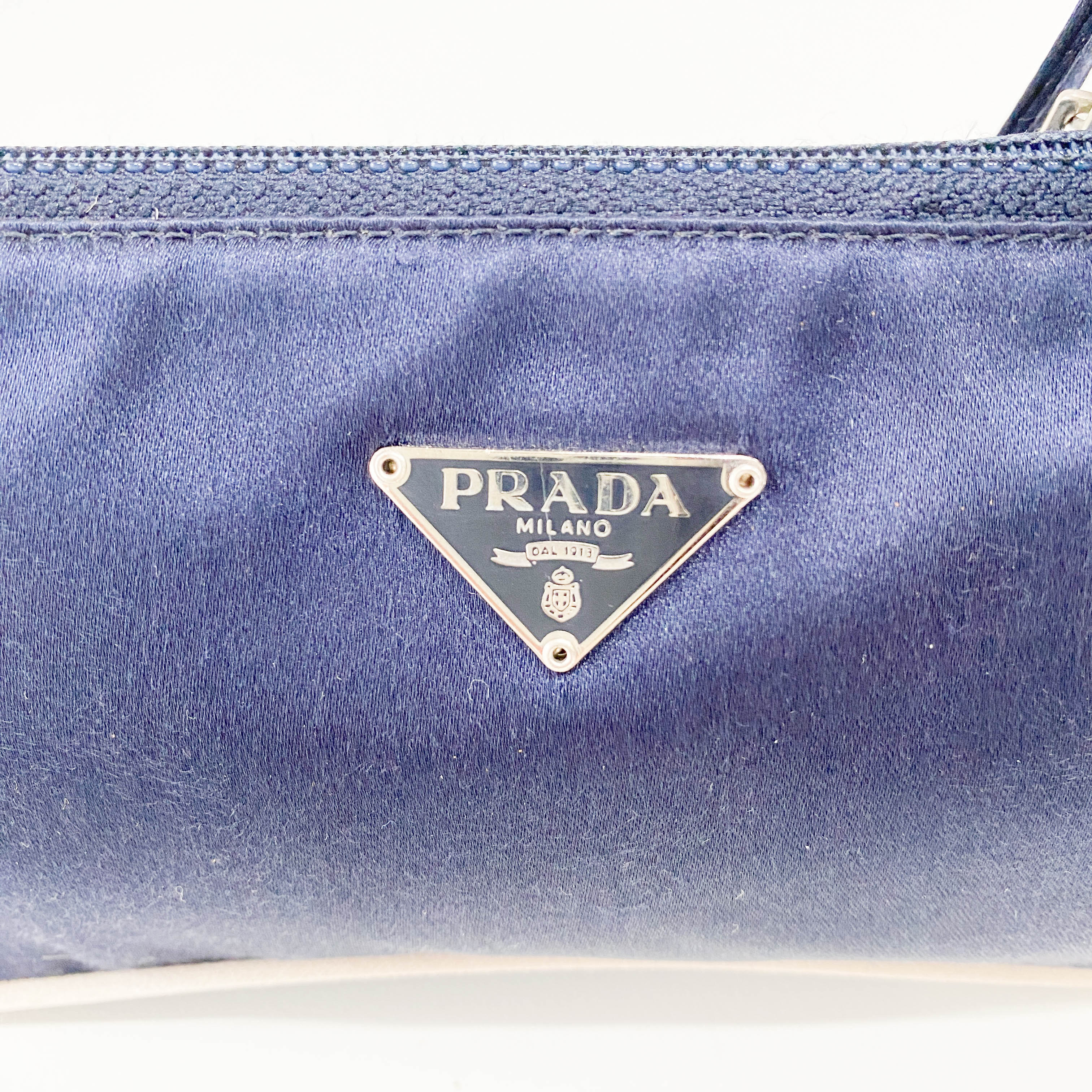Mini Navy Satin Shoulder Accessory Bag