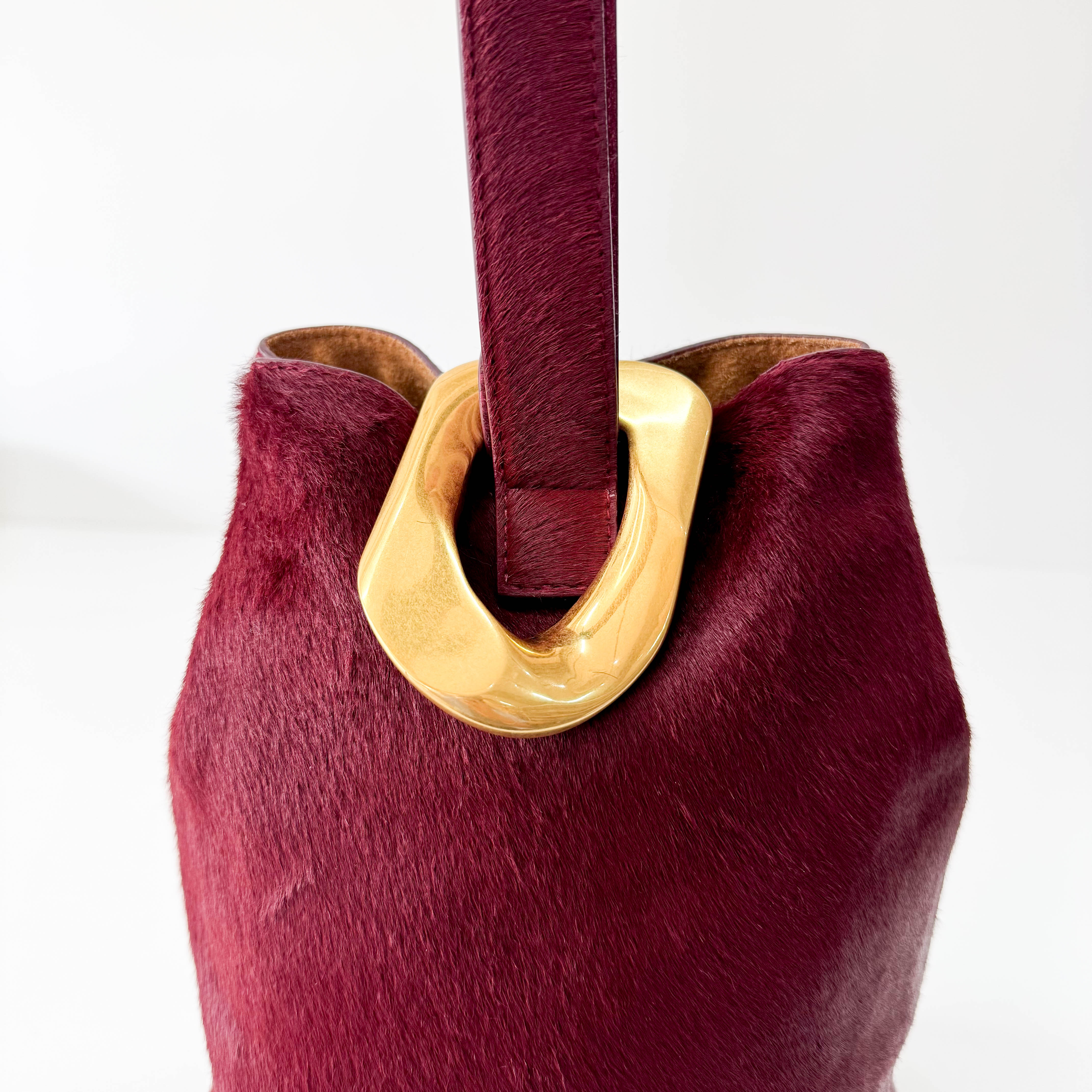 Drop Bucket Bag in Pony Hair with Metal Buckle Bag