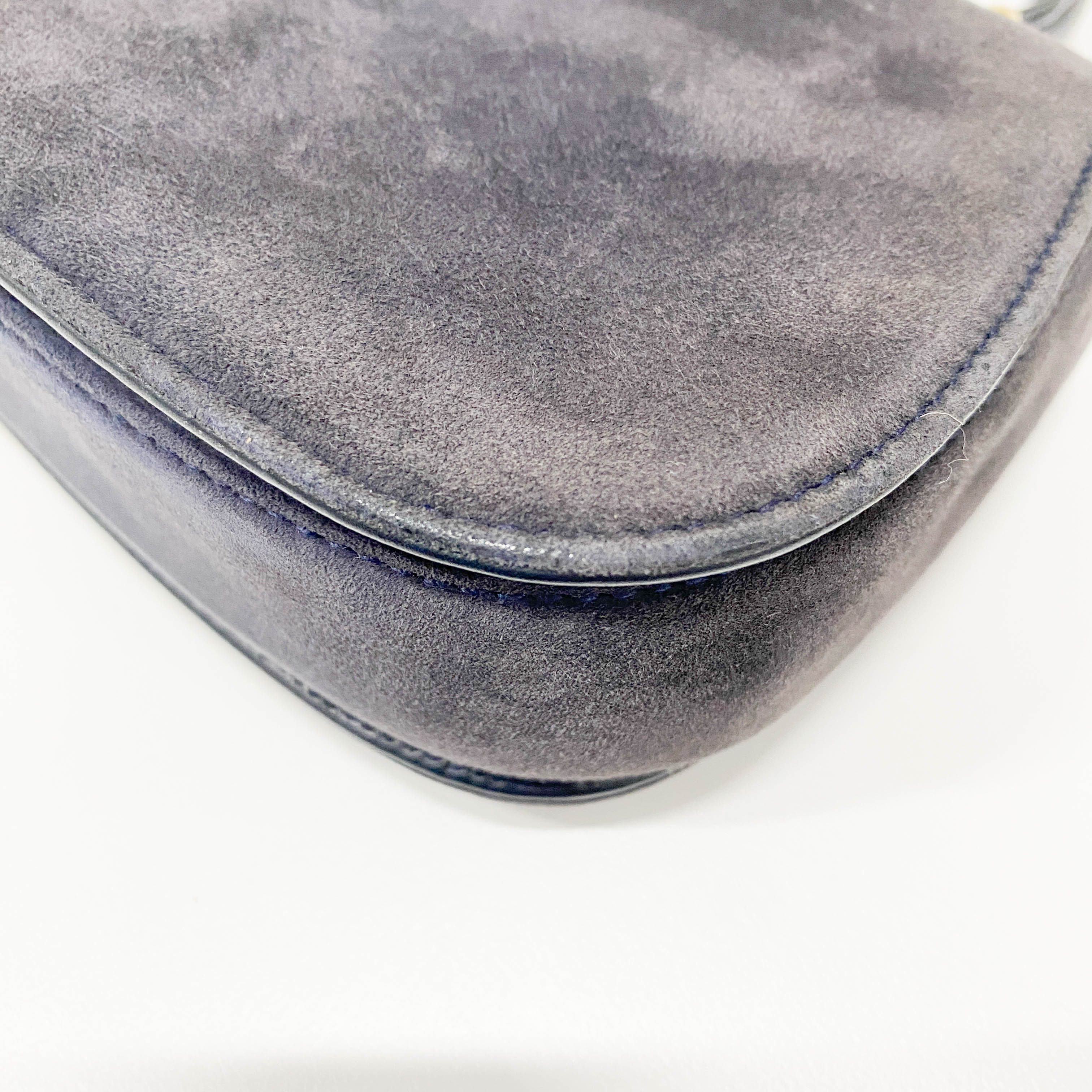Lady Lock Navy Suede Shoulder Bag
