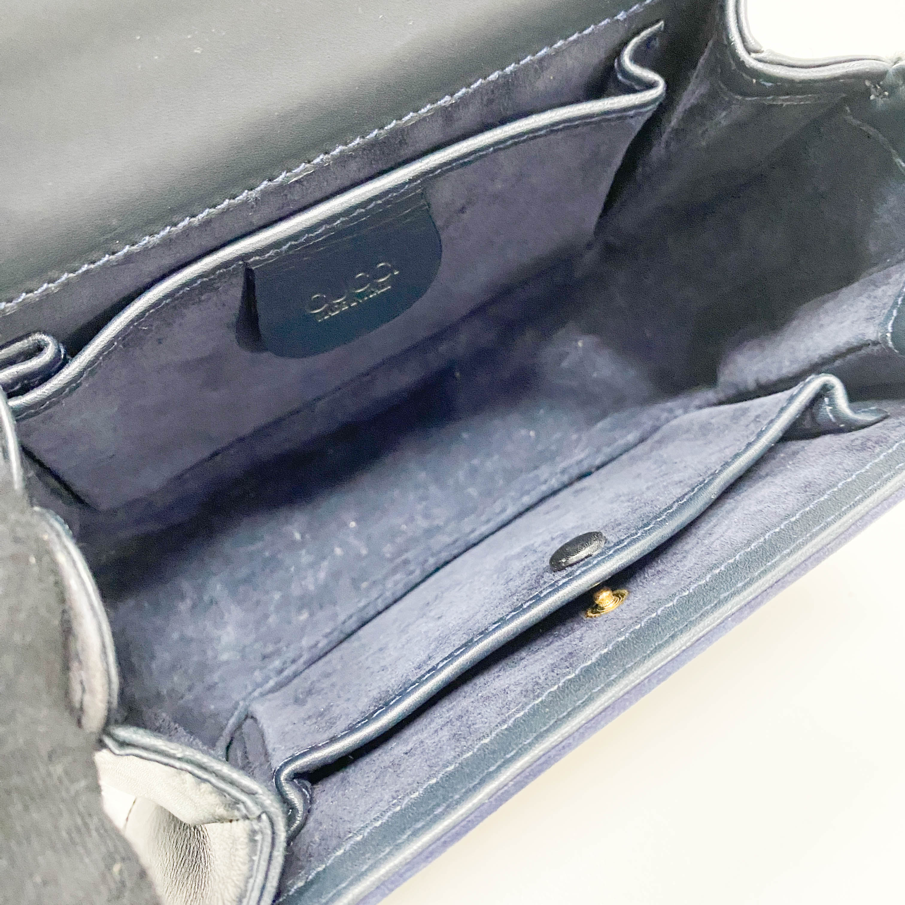 Lady Lock Navy Suede Shoulder Bag