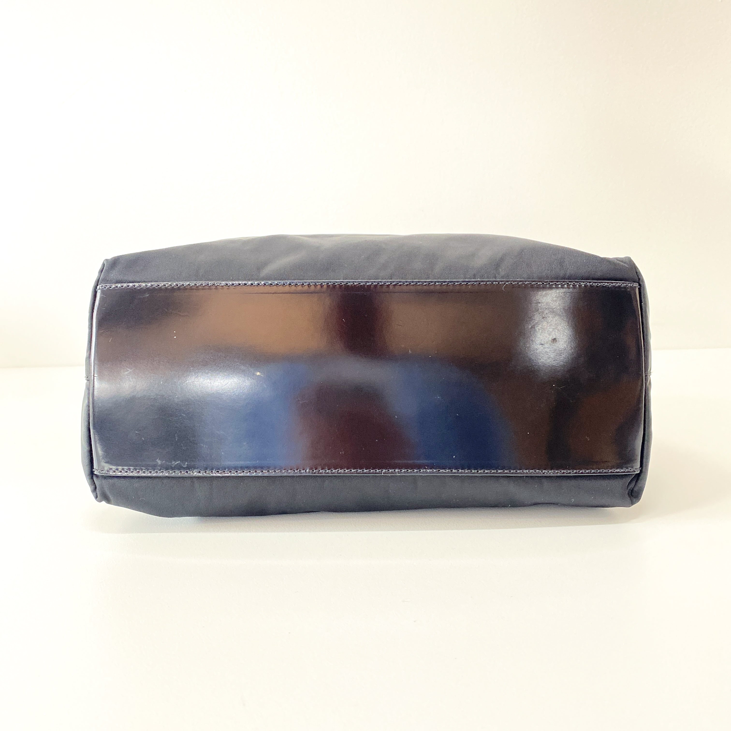 Black Nylon Triangle Plate Shoulder Bag