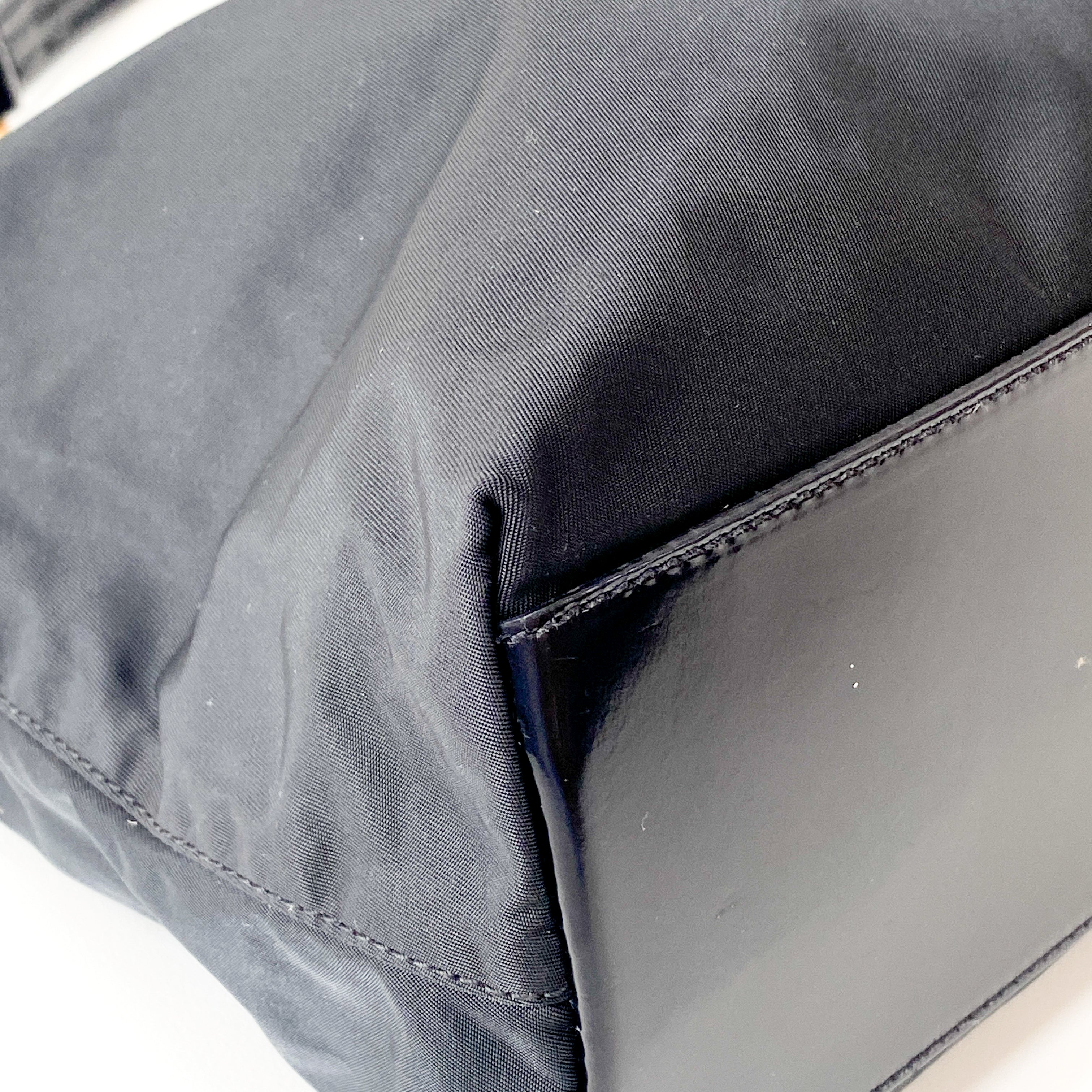 Black Nylon Triangle Plate Shoulder Bag