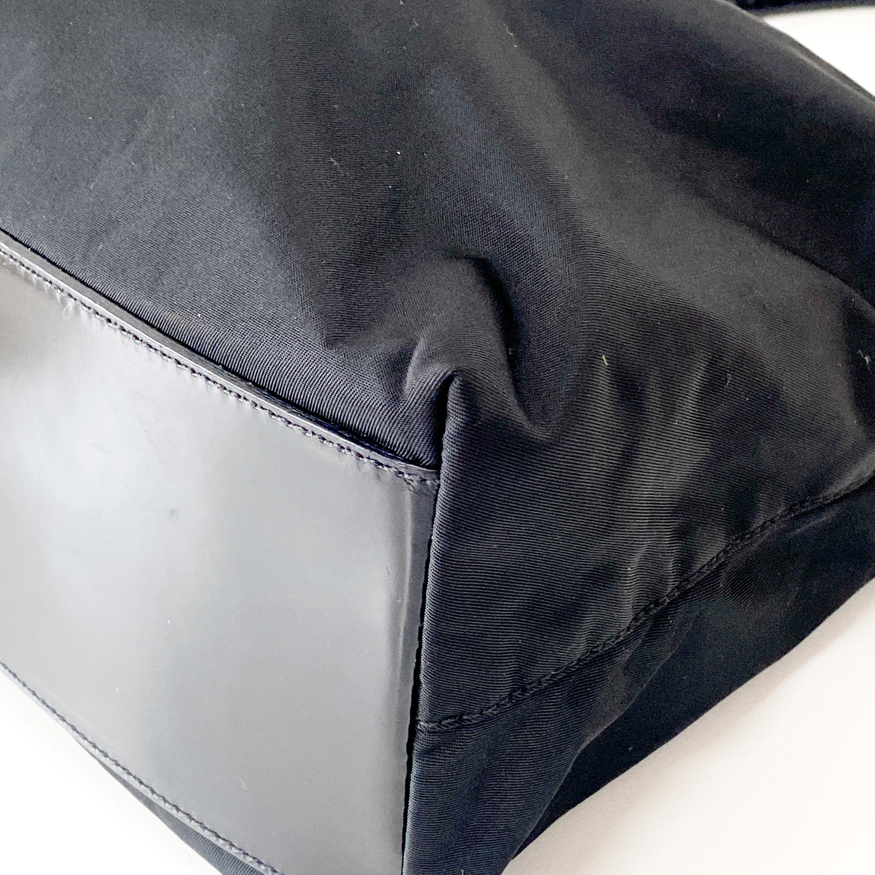 Black Nylon Triangle Plate Shoulder Bag