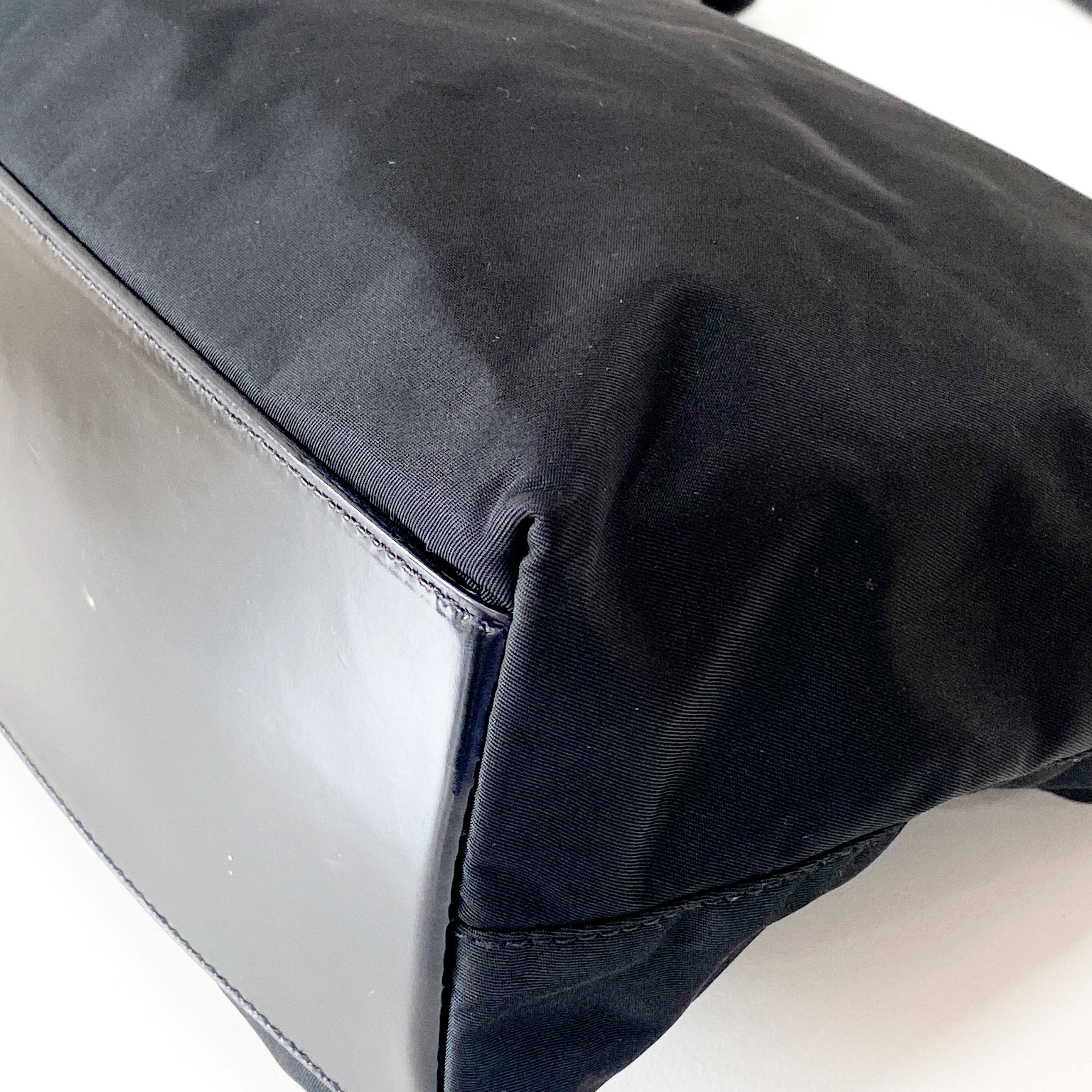 Black Nylon Triangle Plate Shoulder Bag