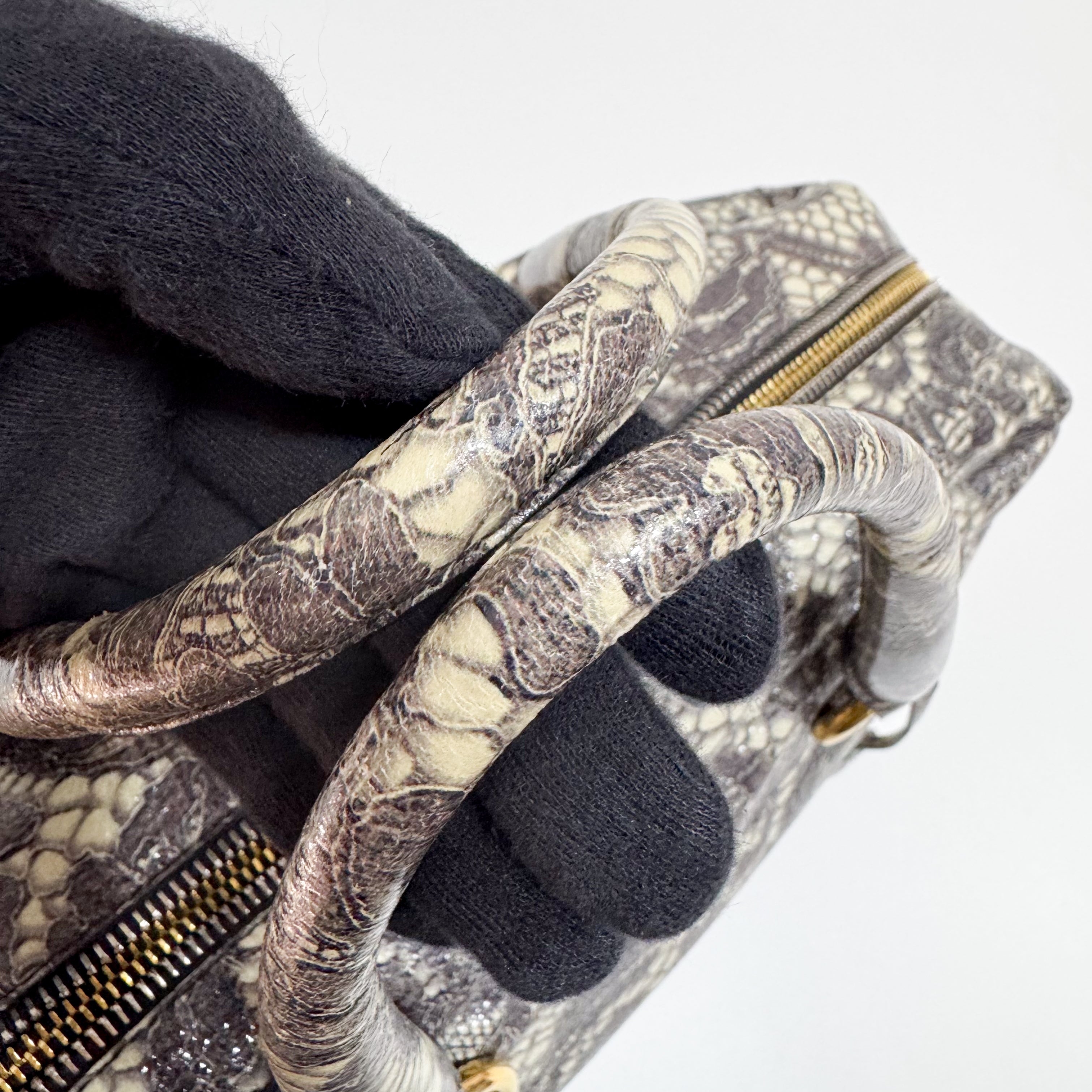 Saffiano Bauletto Grey Lace Leather Unspecified Hand Bag