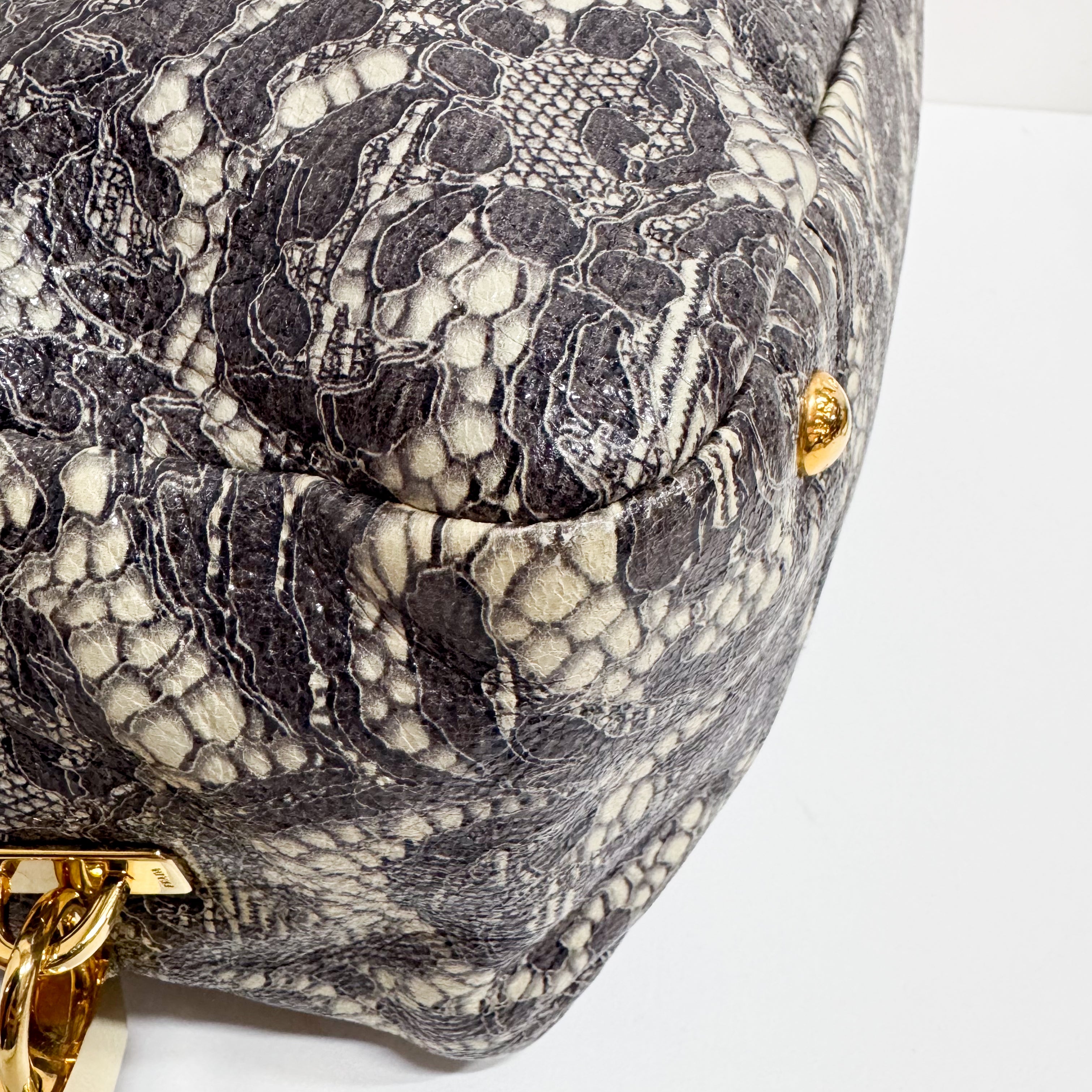 Saffiano Bauletto Grey Lace Leather Unspecified Hand Bag