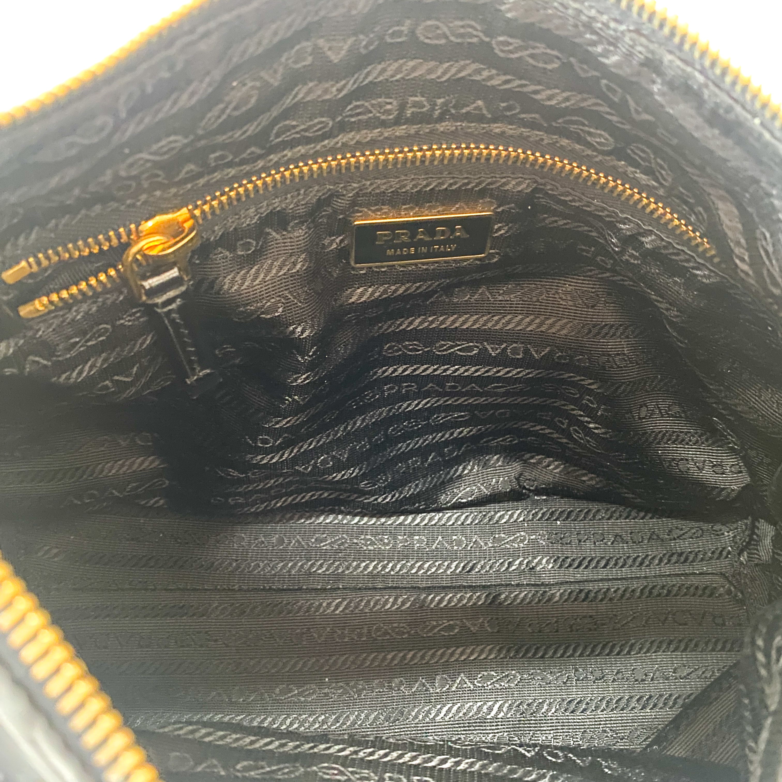 Black Nylon Triangle Plate Shoulder Bag