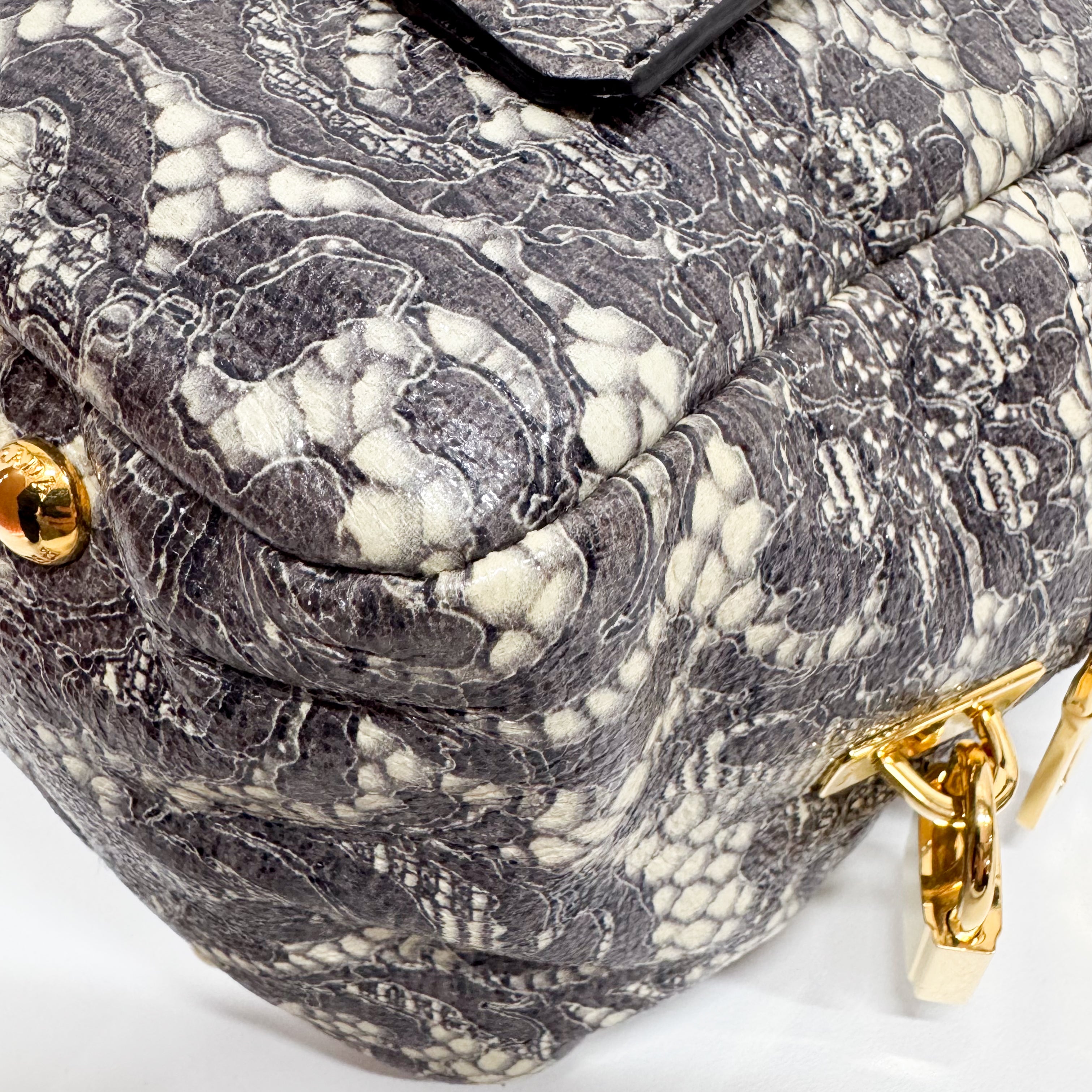 Saffiano Bauletto Grey Lace Leather Unspecified Hand Bag