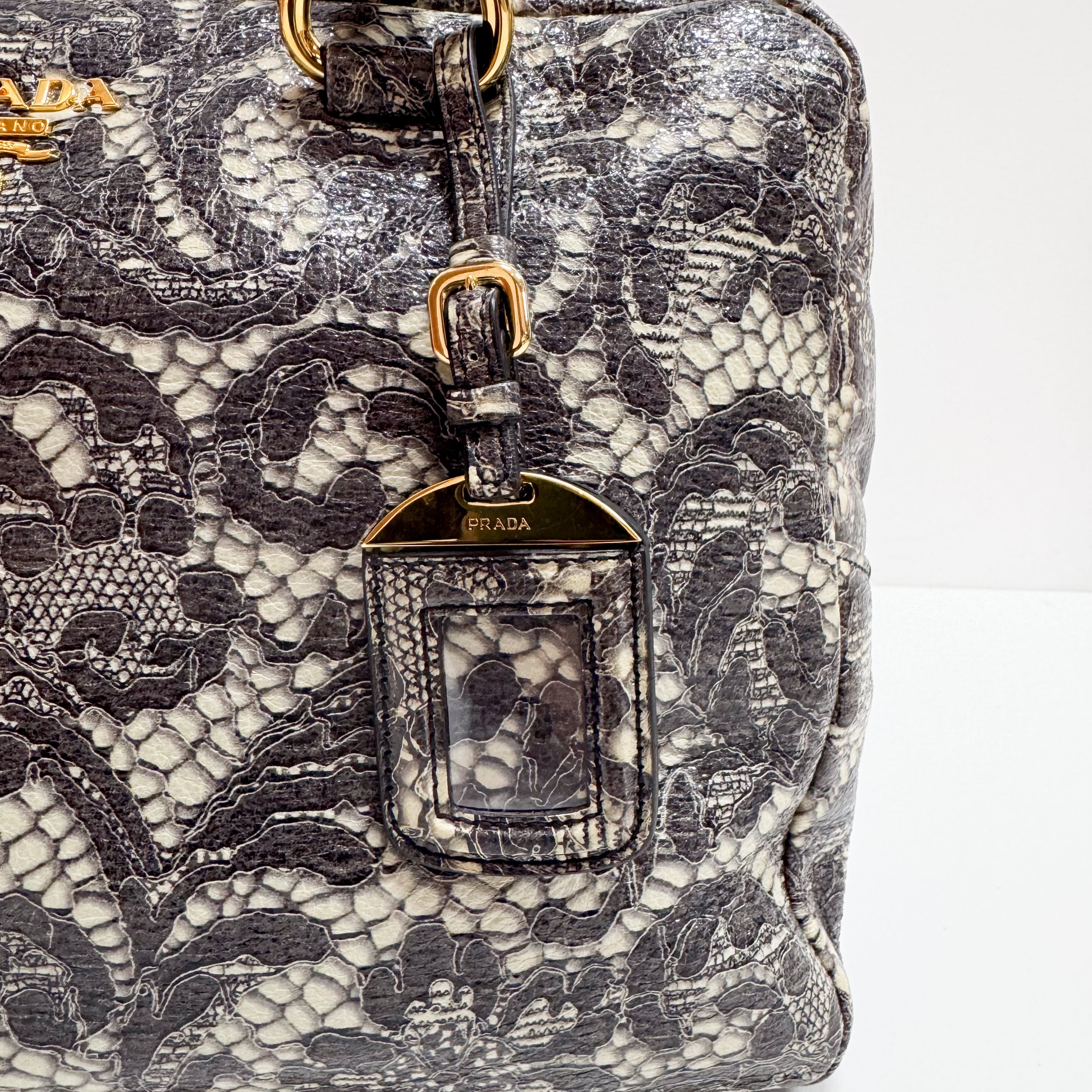 Saffiano Bauletto Grey Lace Leather Unspecified Hand Bag