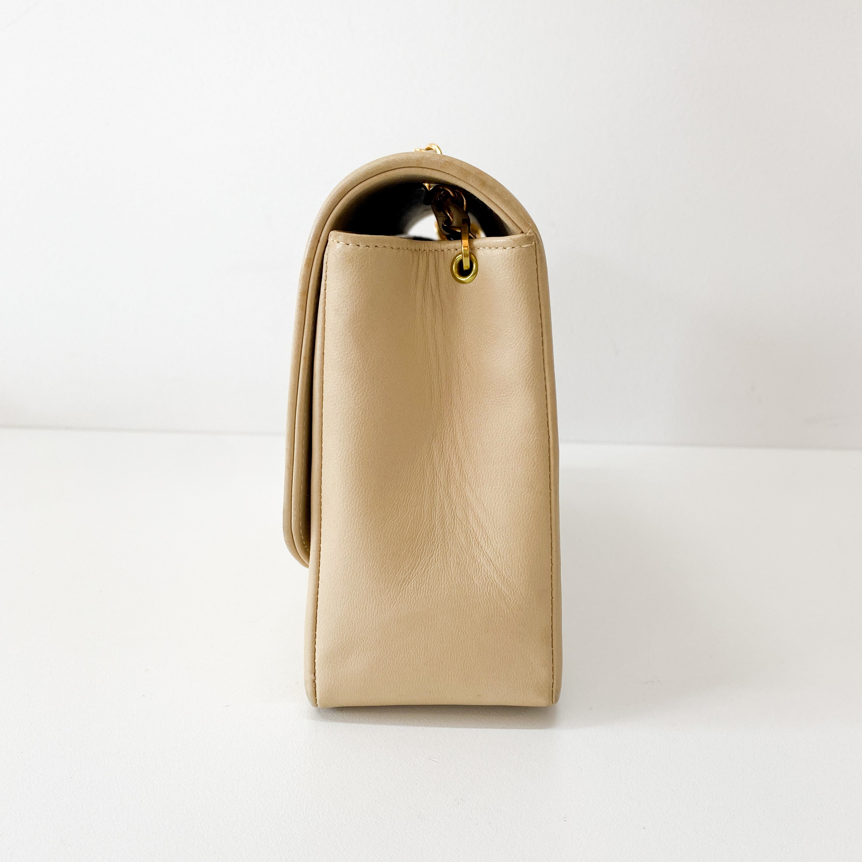 Beige Lambskin Diana Shoulder Bag