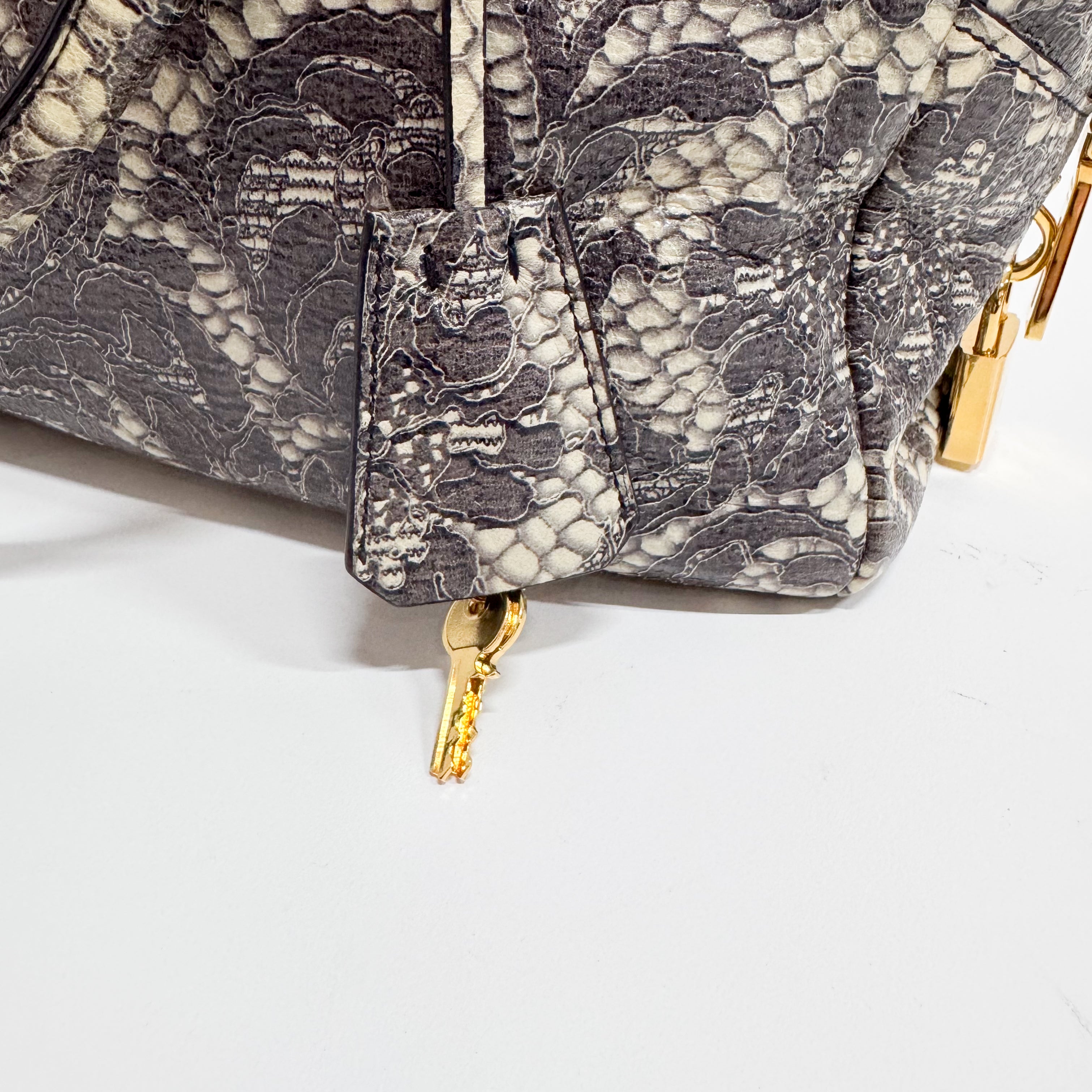 Saffiano Bauletto Grey Lace Leather Unspecified Hand Bag