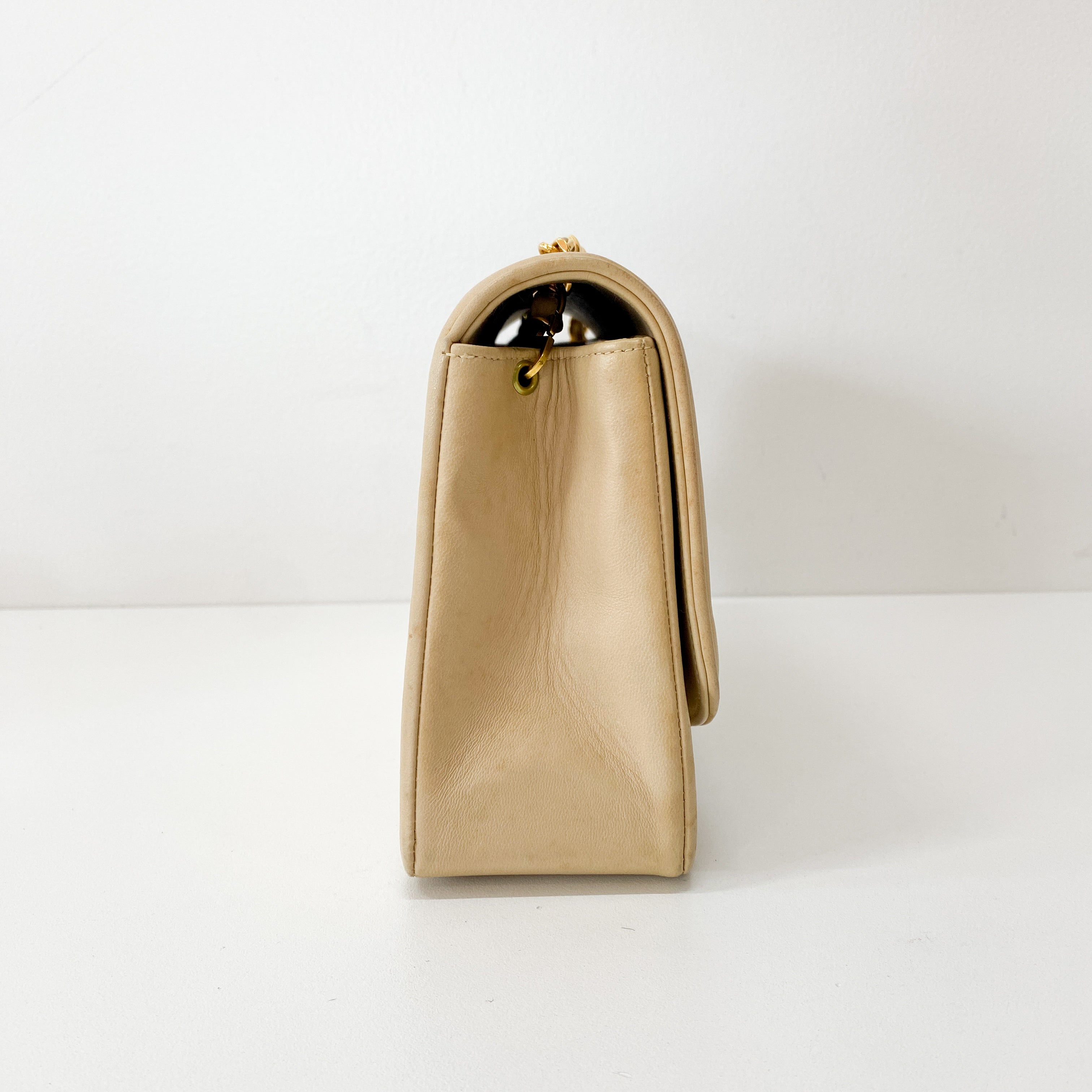 Beige Lambskin Diana Shoulder Bag