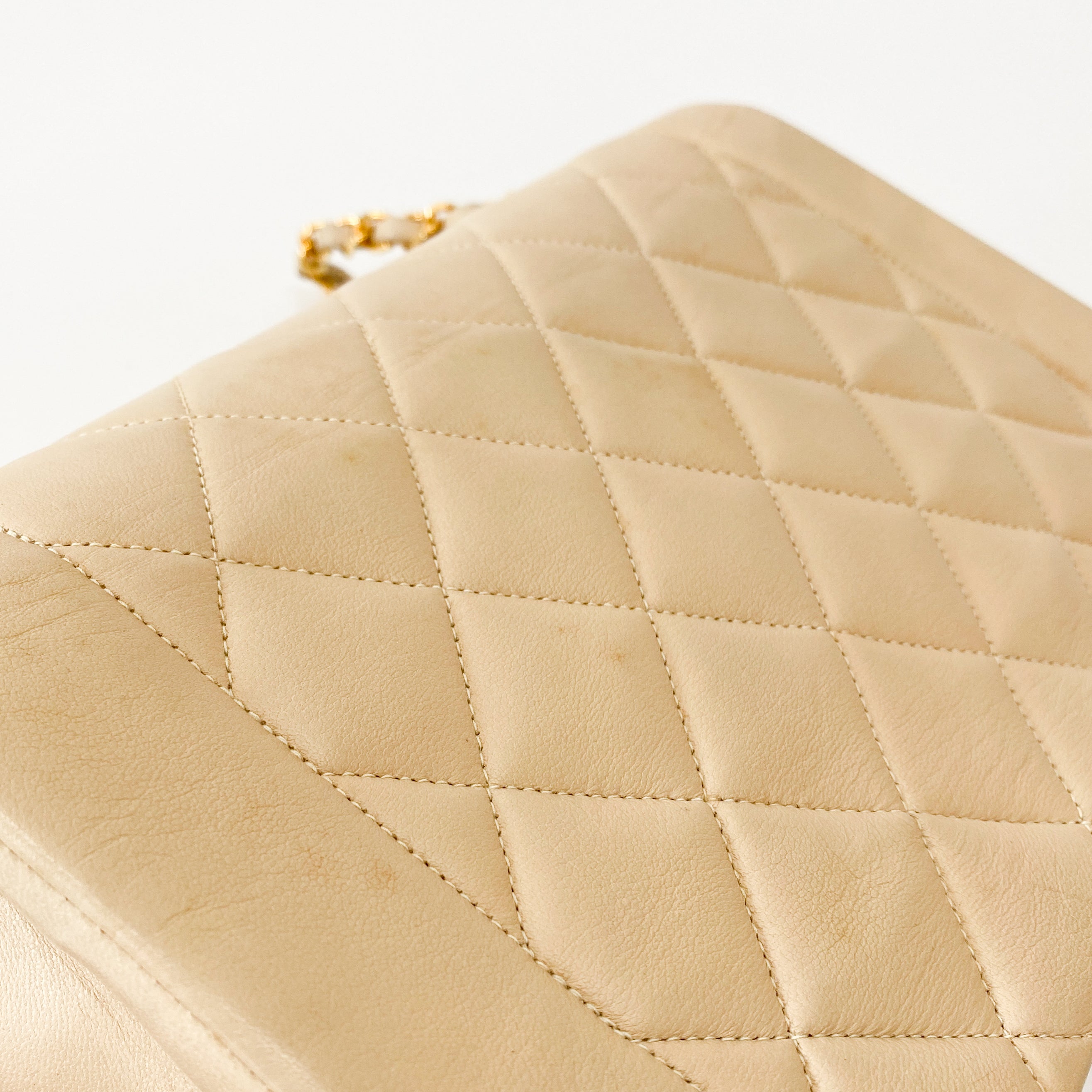 Beige Lambskin Diana Shoulder Bag