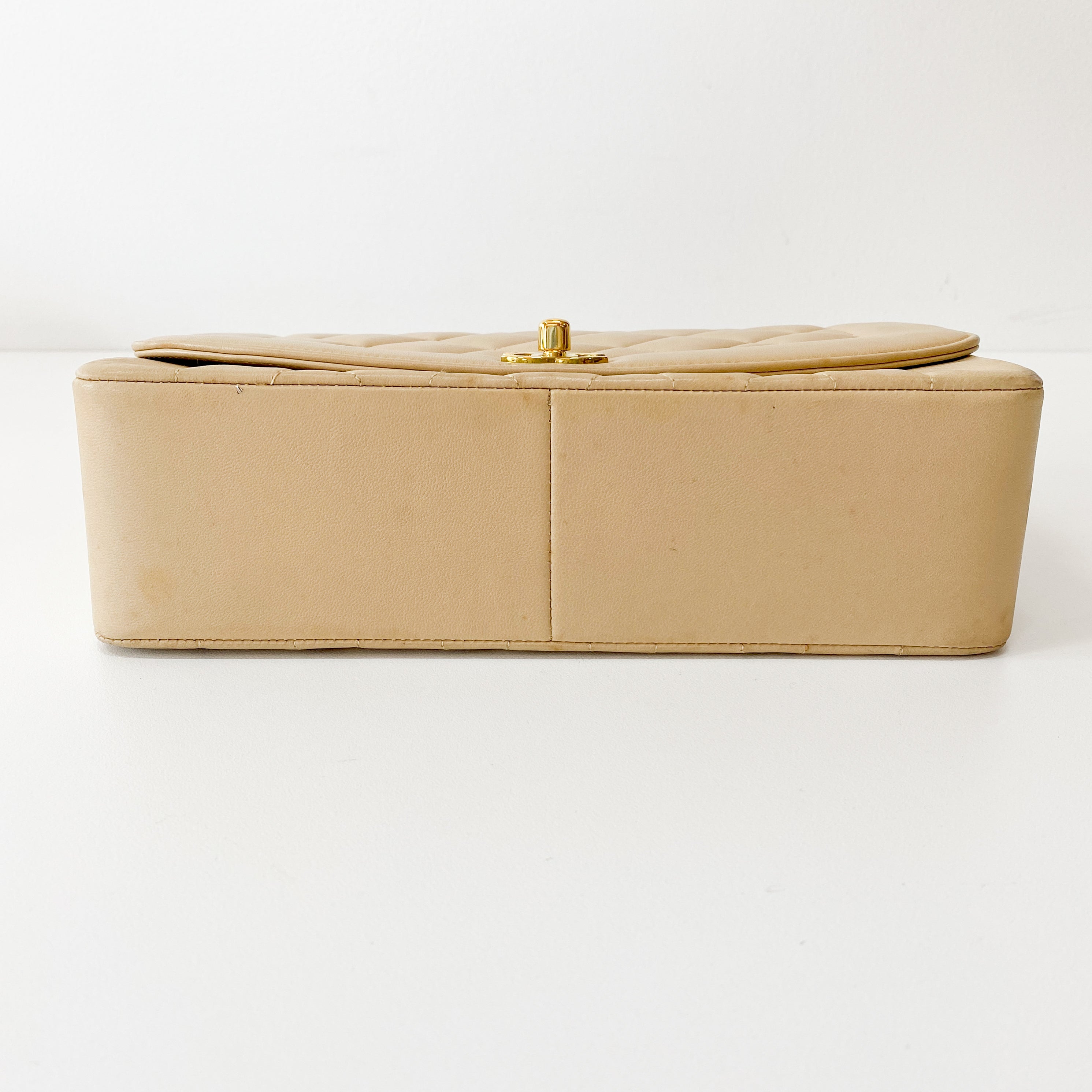 Beige Lambskin Diana Shoulder Bag