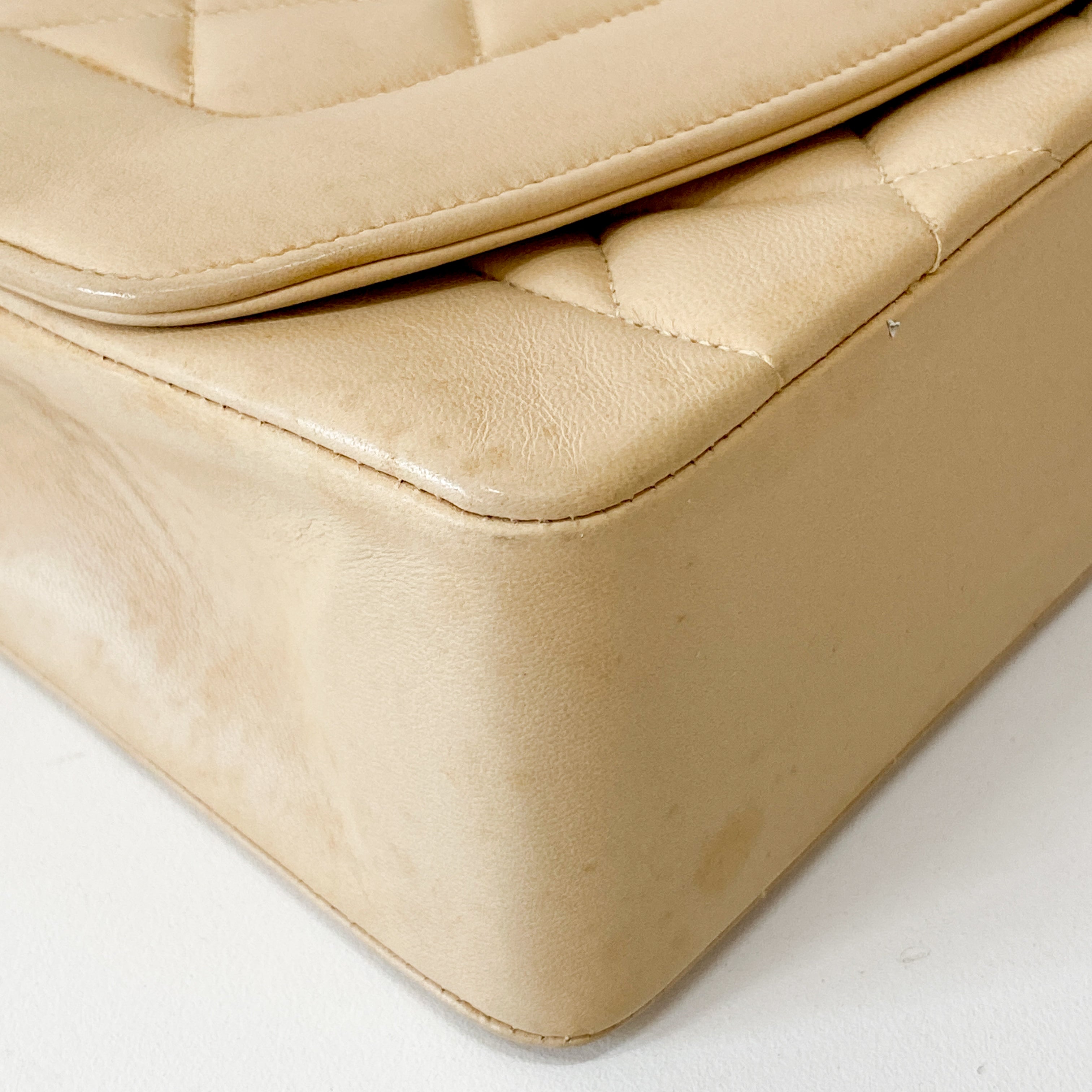 Beige Lambskin Diana Shoulder Bag