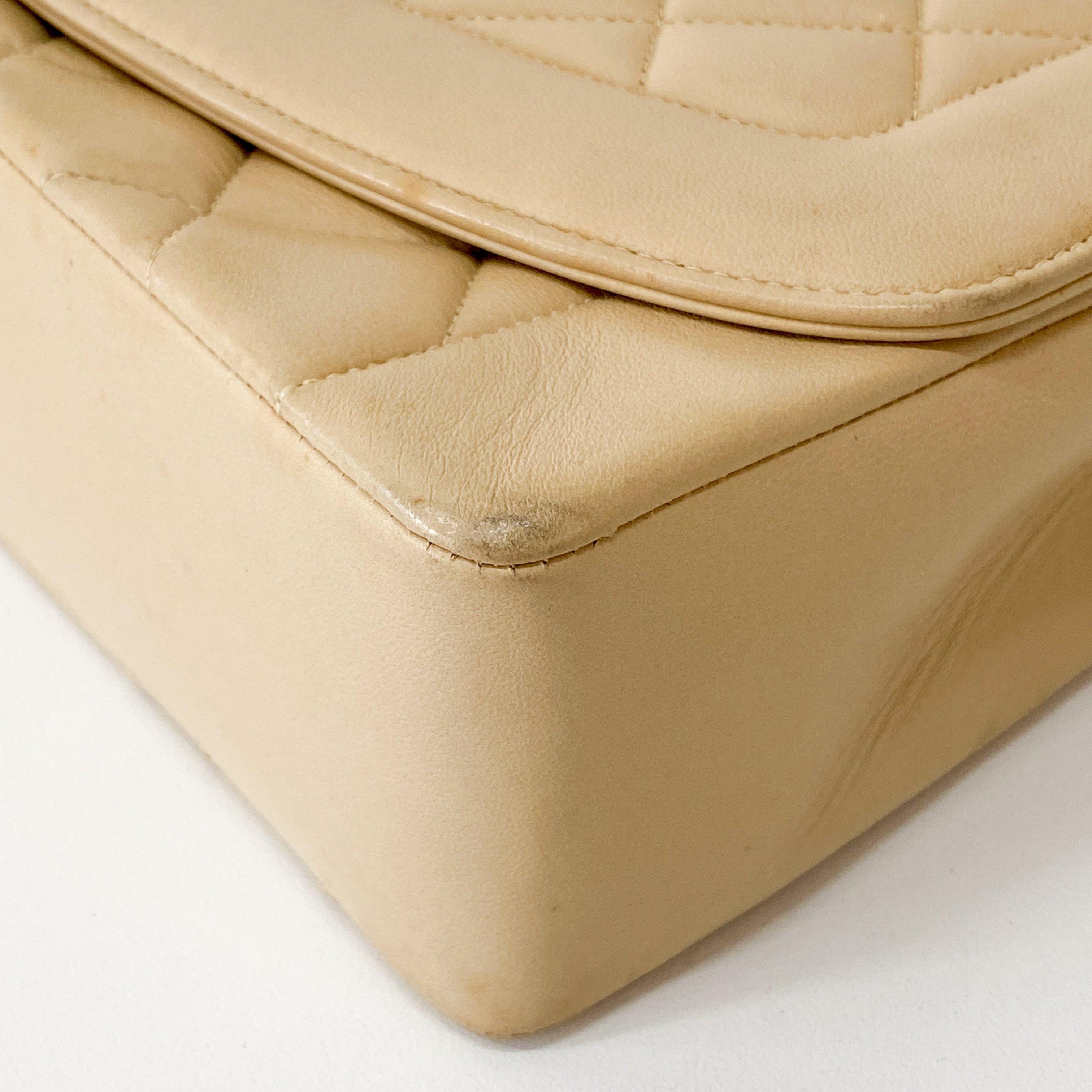 Beige Lambskin Diana Shoulder Bag