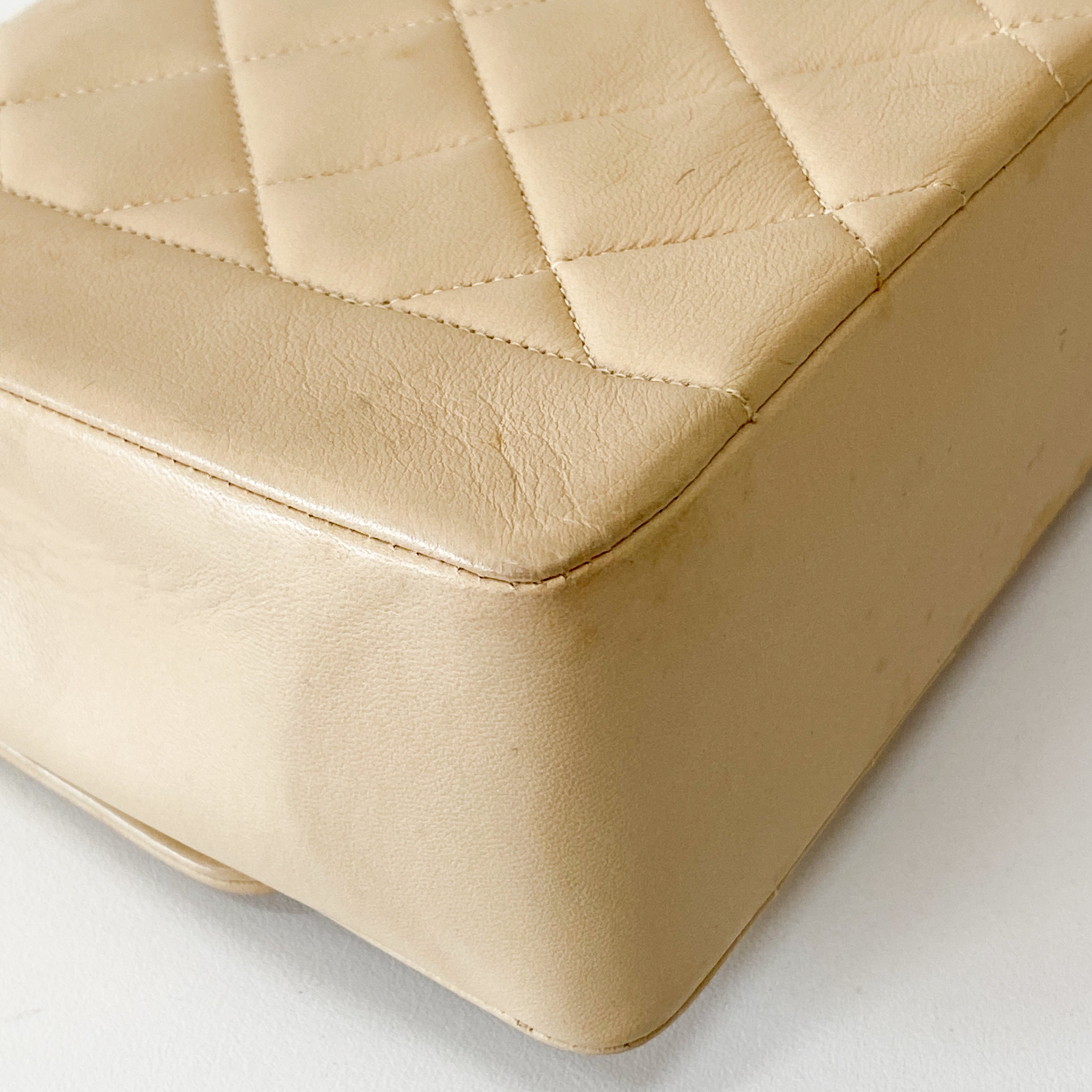 Beige Lambskin Diana Shoulder Bag