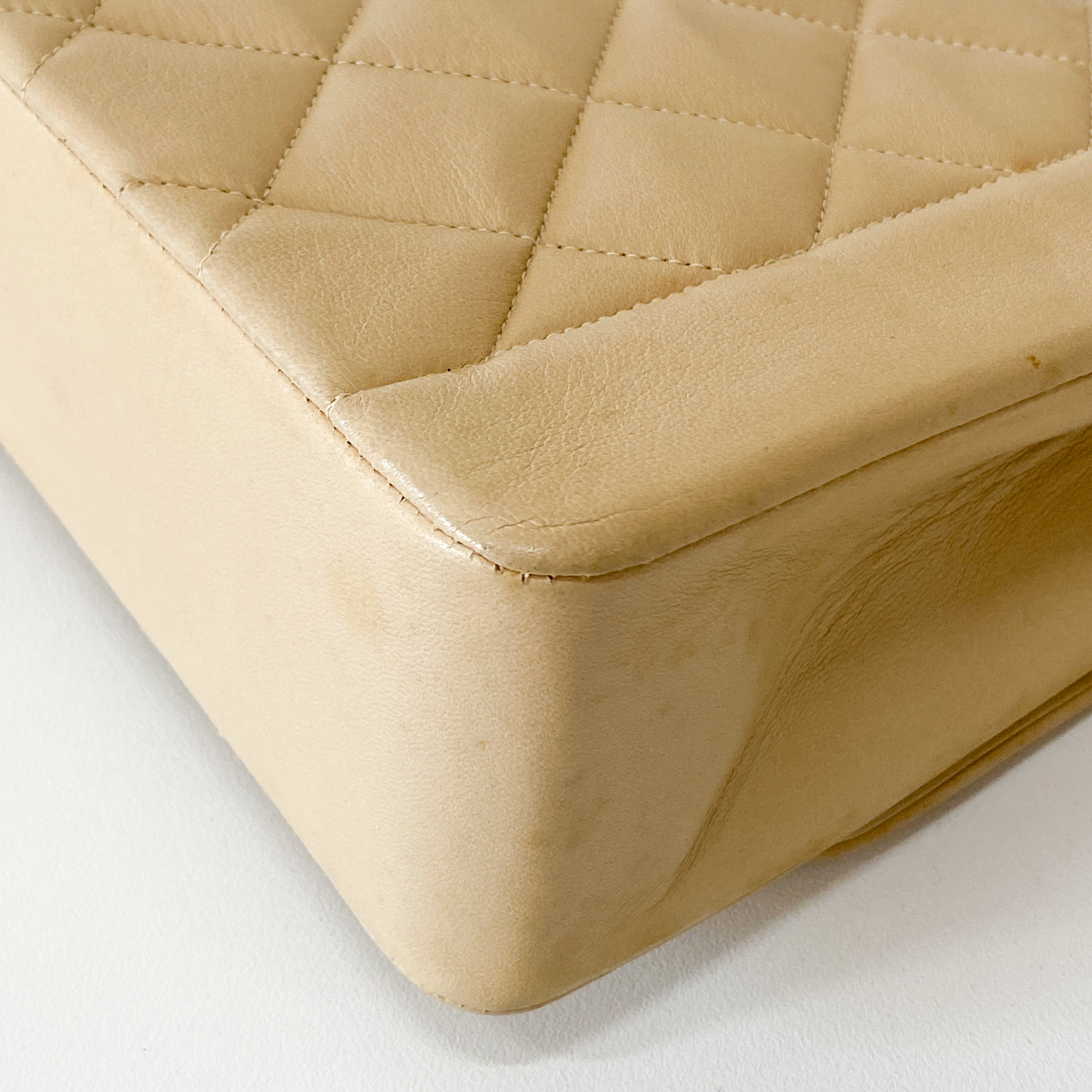 Beige Lambskin Diana Shoulder Bag