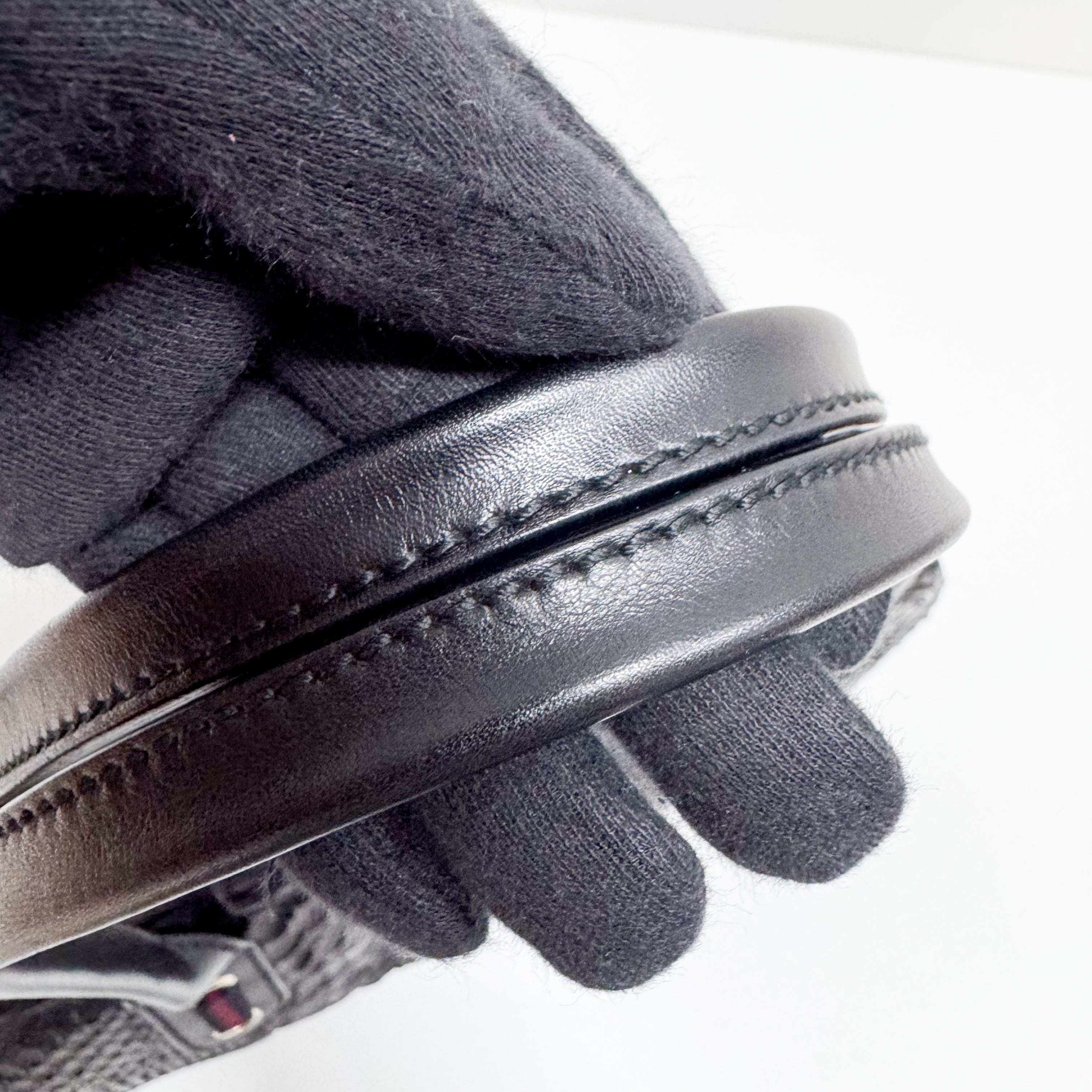 Black Croc Embossed Leather Shoulder Bag