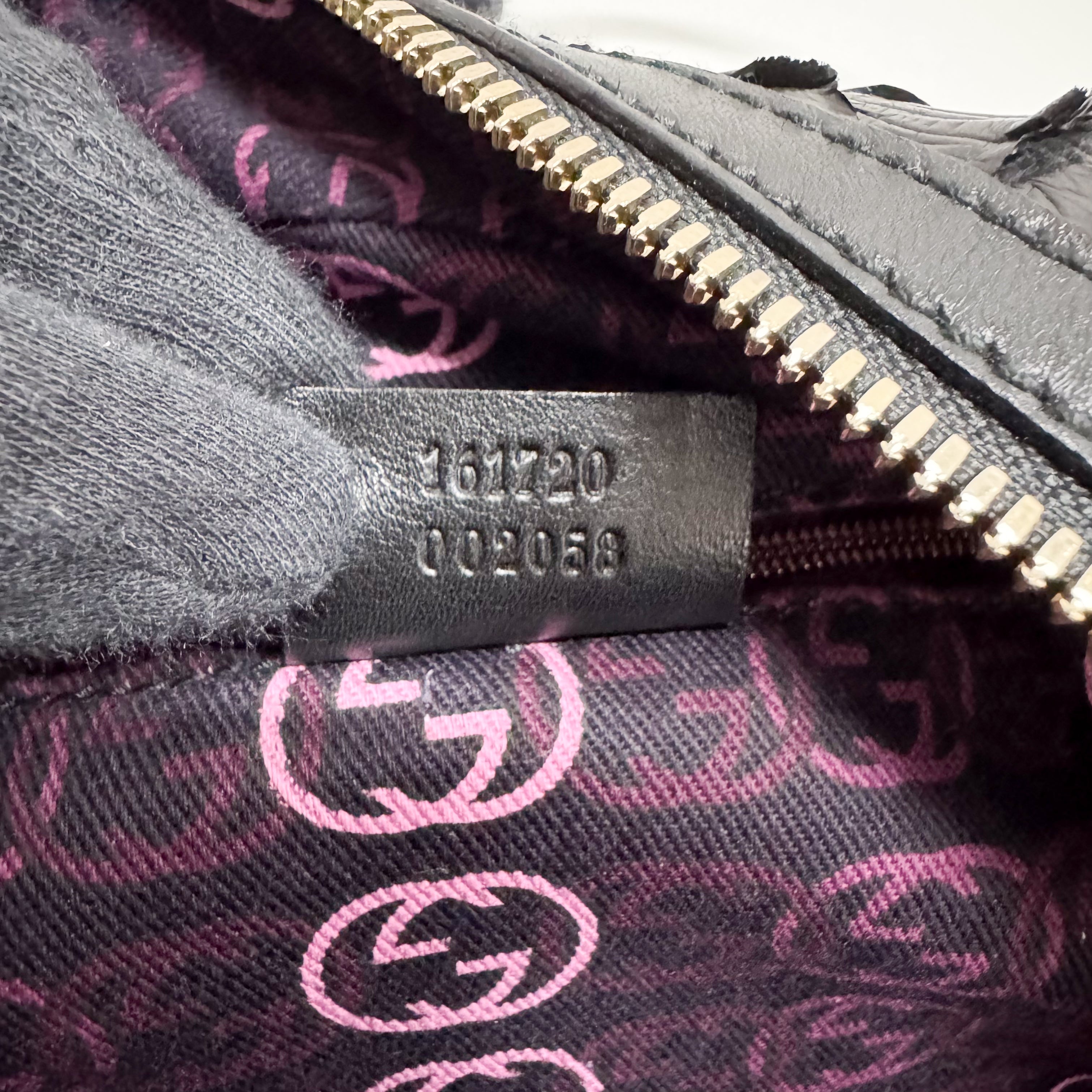 Black Croc Embossed Leather Shoulder Bag