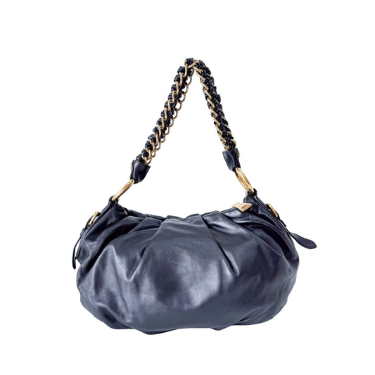 Black Leather Chain Shoulder Bag