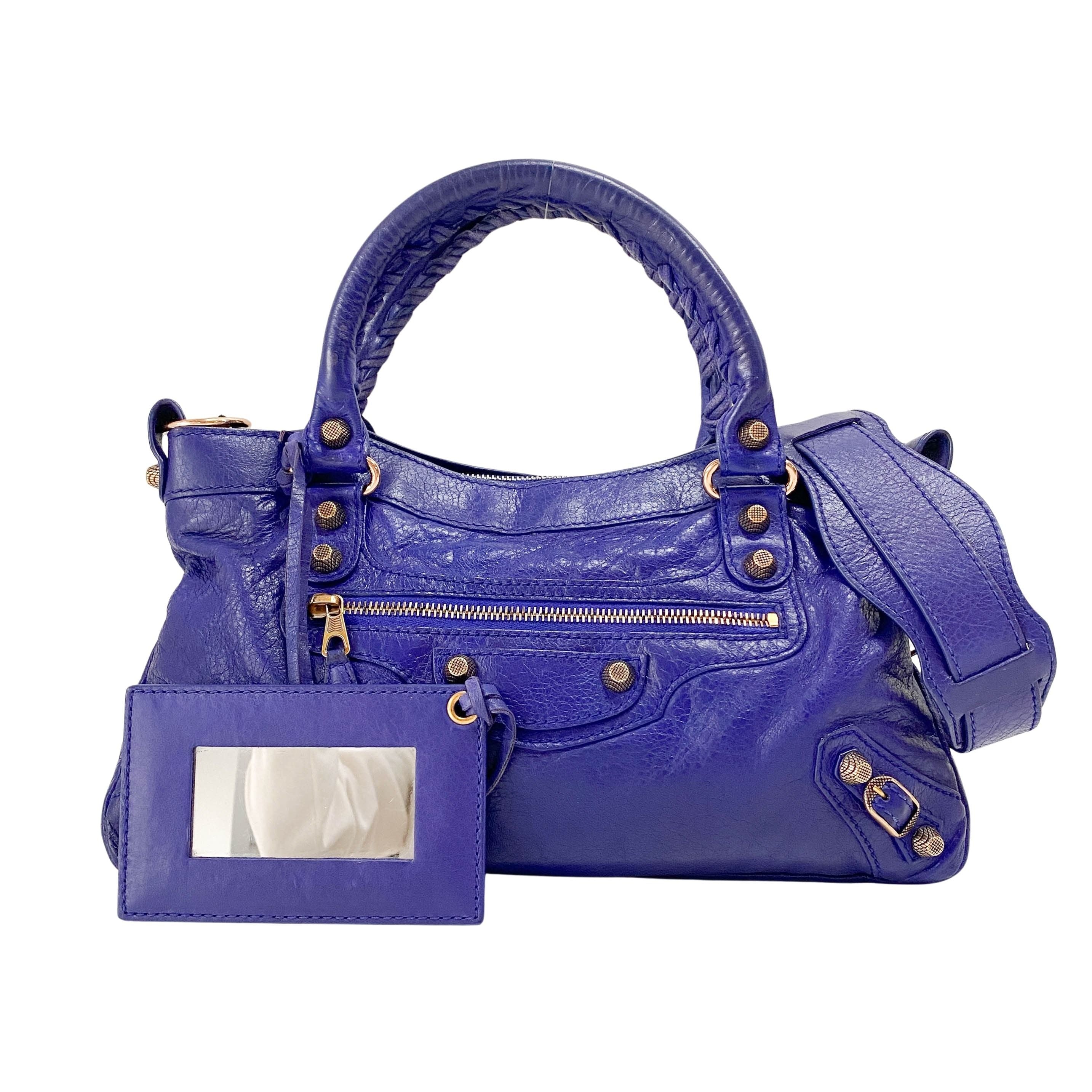 The First Blue Leather Two Way Bag