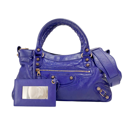 The First Blue Leather Two Way Bag