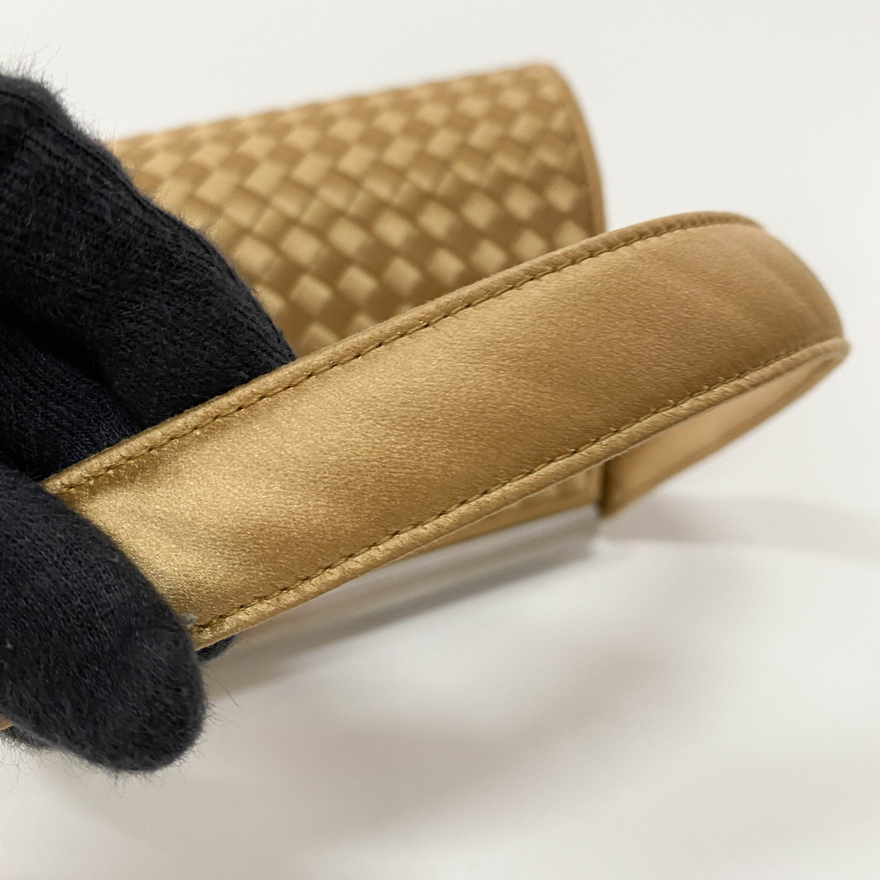 Gold Satin Intrecciato Top Handle Bag