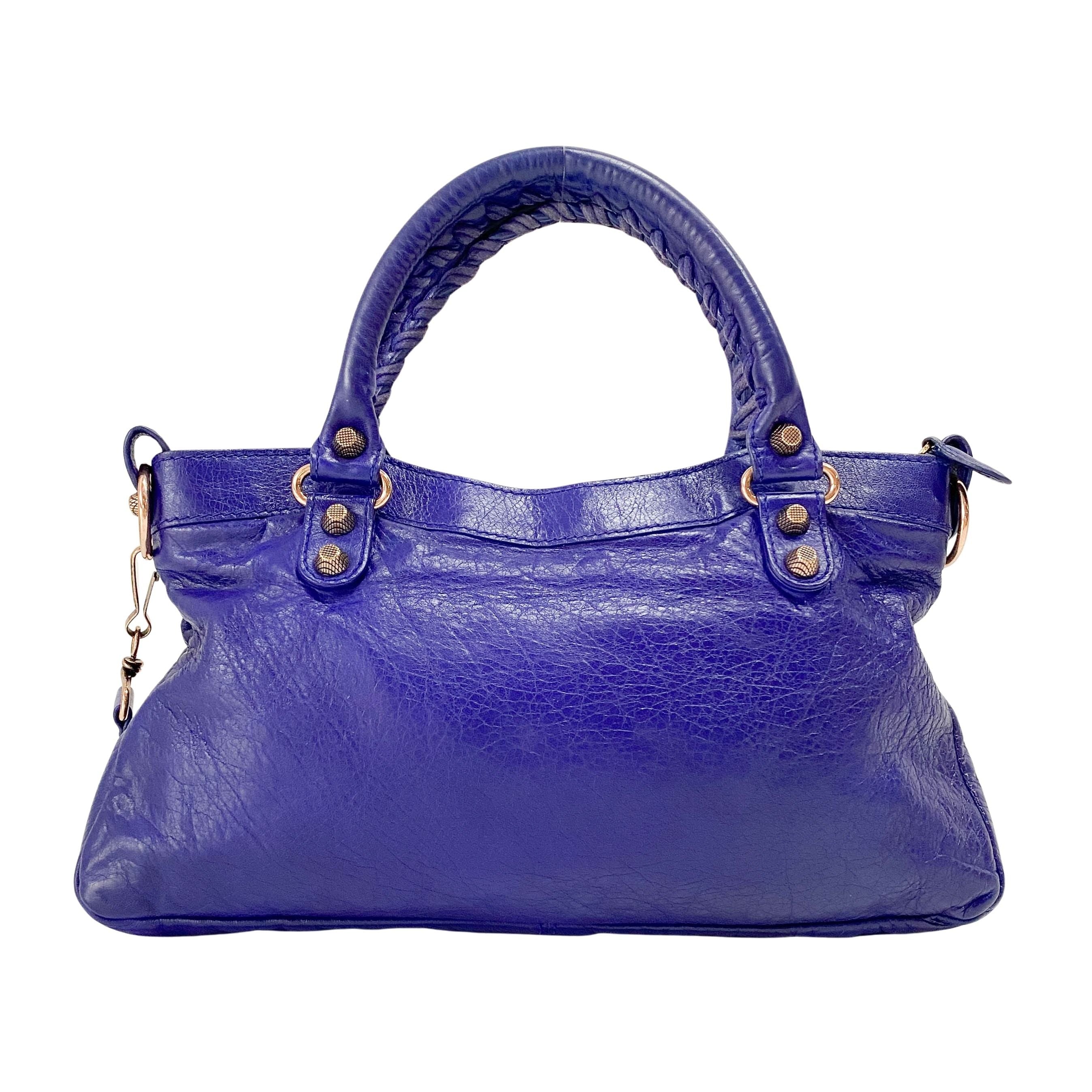 The First Blue Leather Two Way Bag