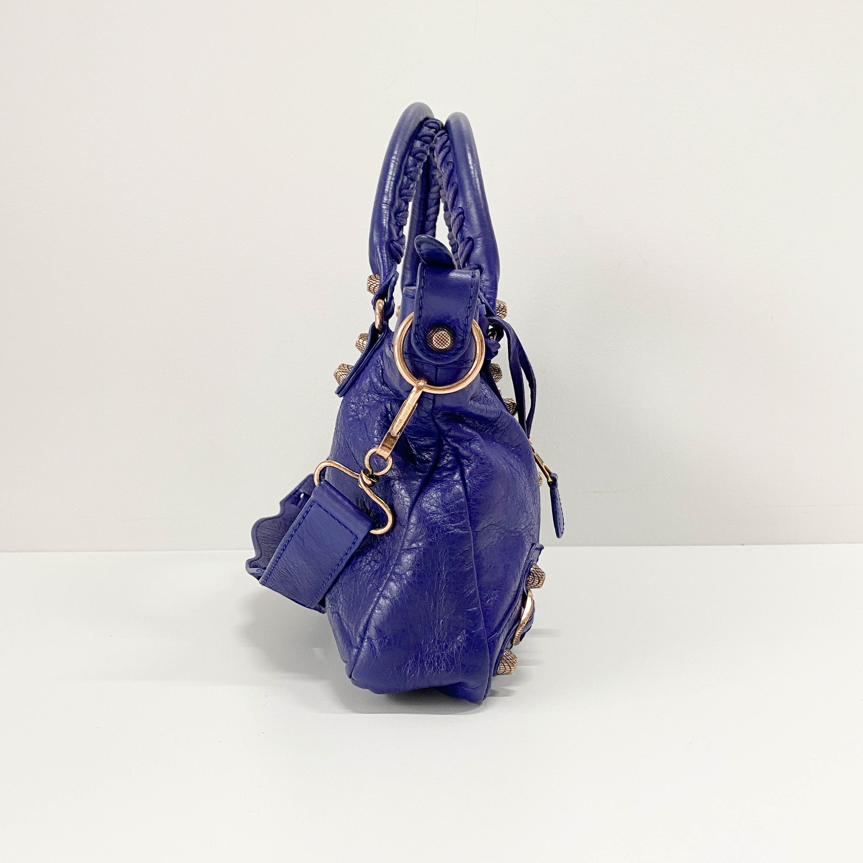 The First Blue Leather Two Way Bag