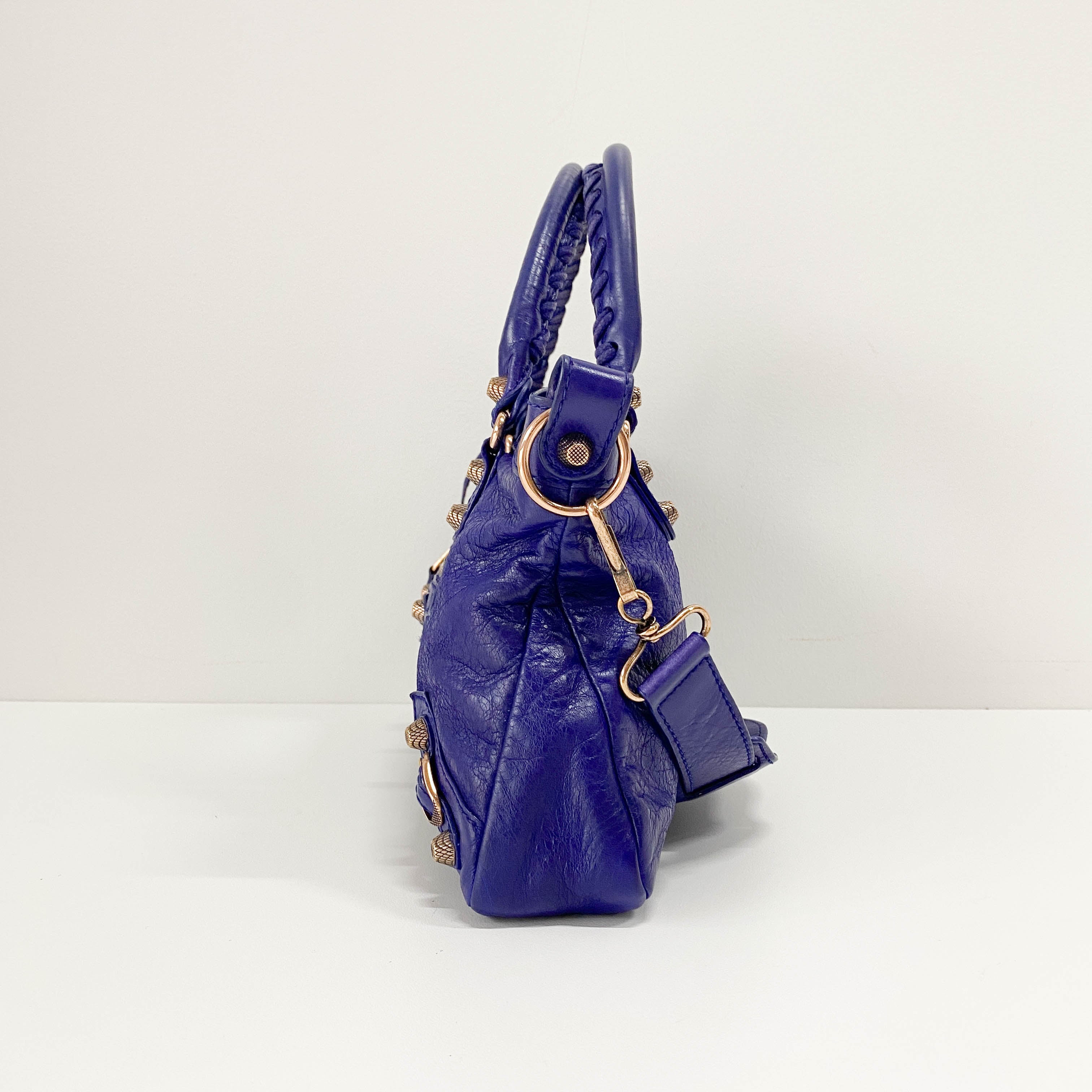 The First Blue Leather Two Way Bag
