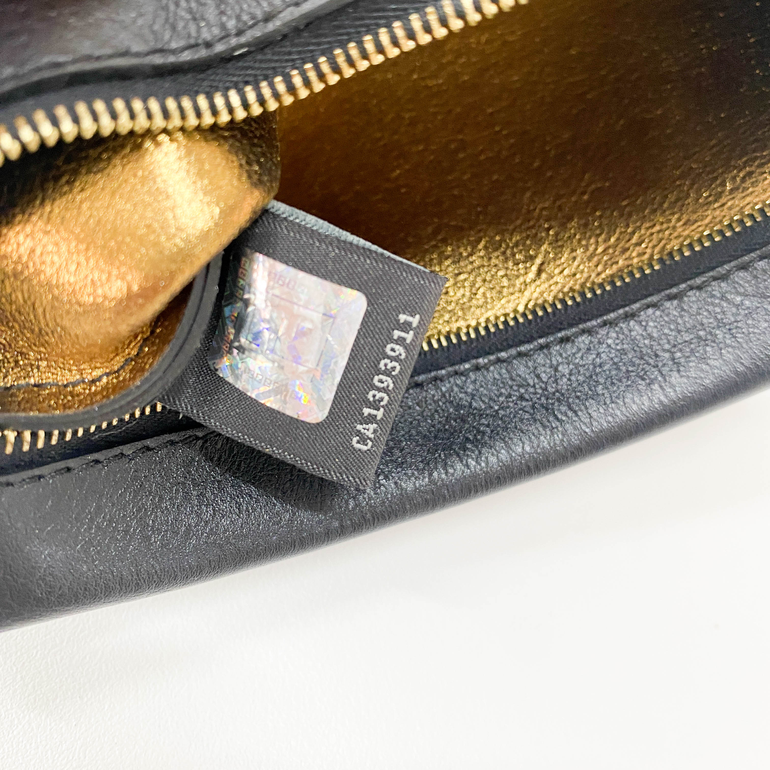 Baguette Black Leather Gold Hardware Shoulder Bag