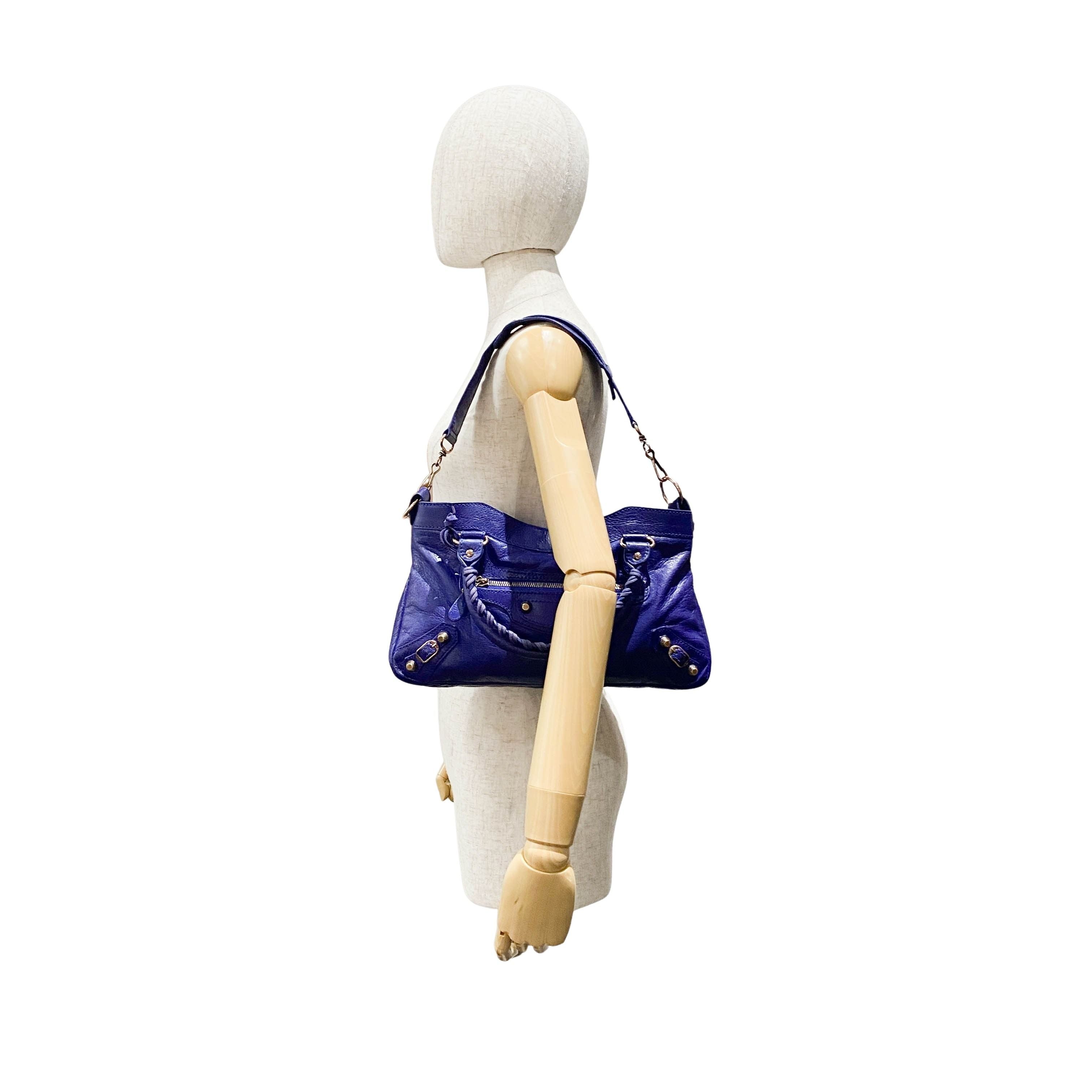The First Blue Leather Two Way Bag