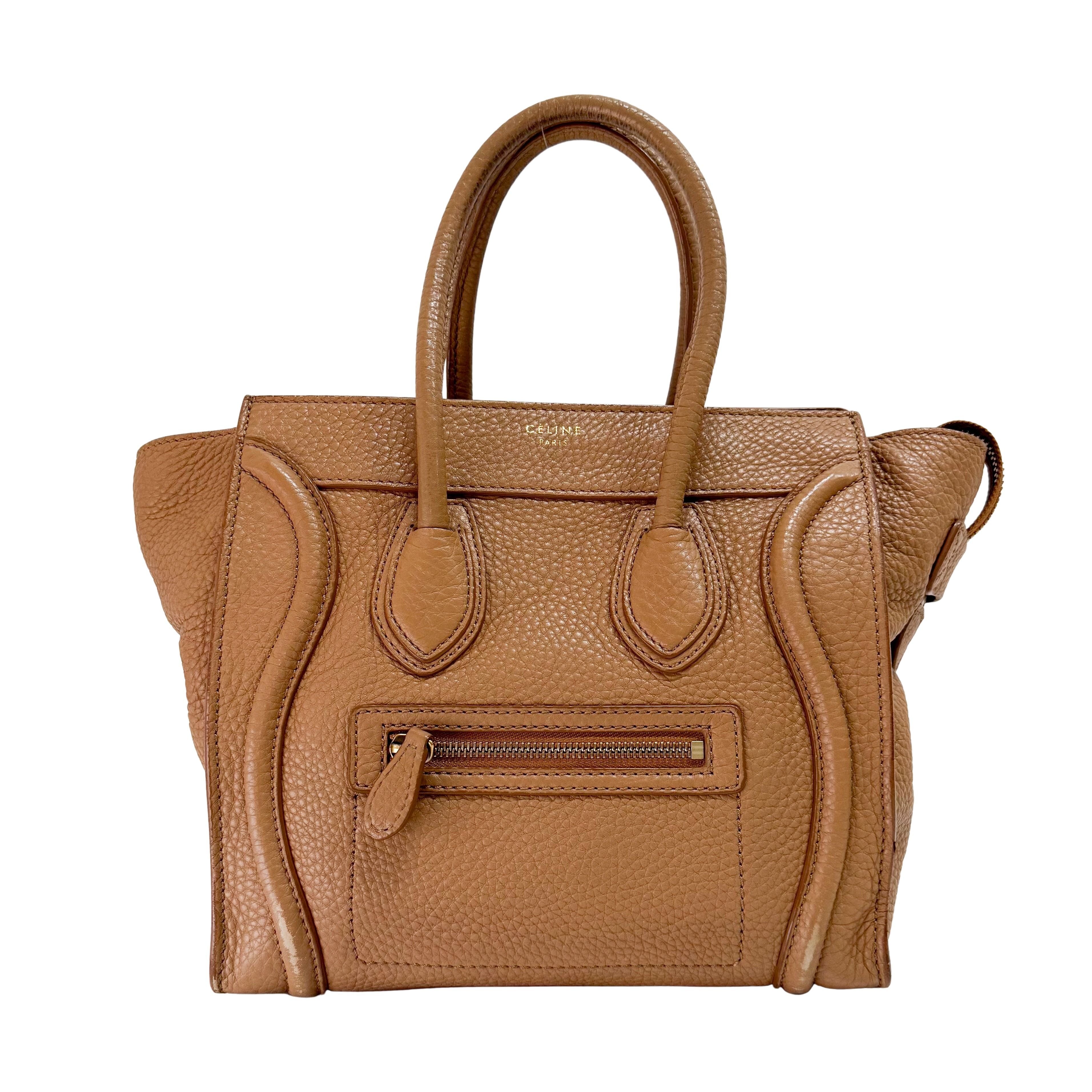 Luggage Micro Beige Leather Handbag