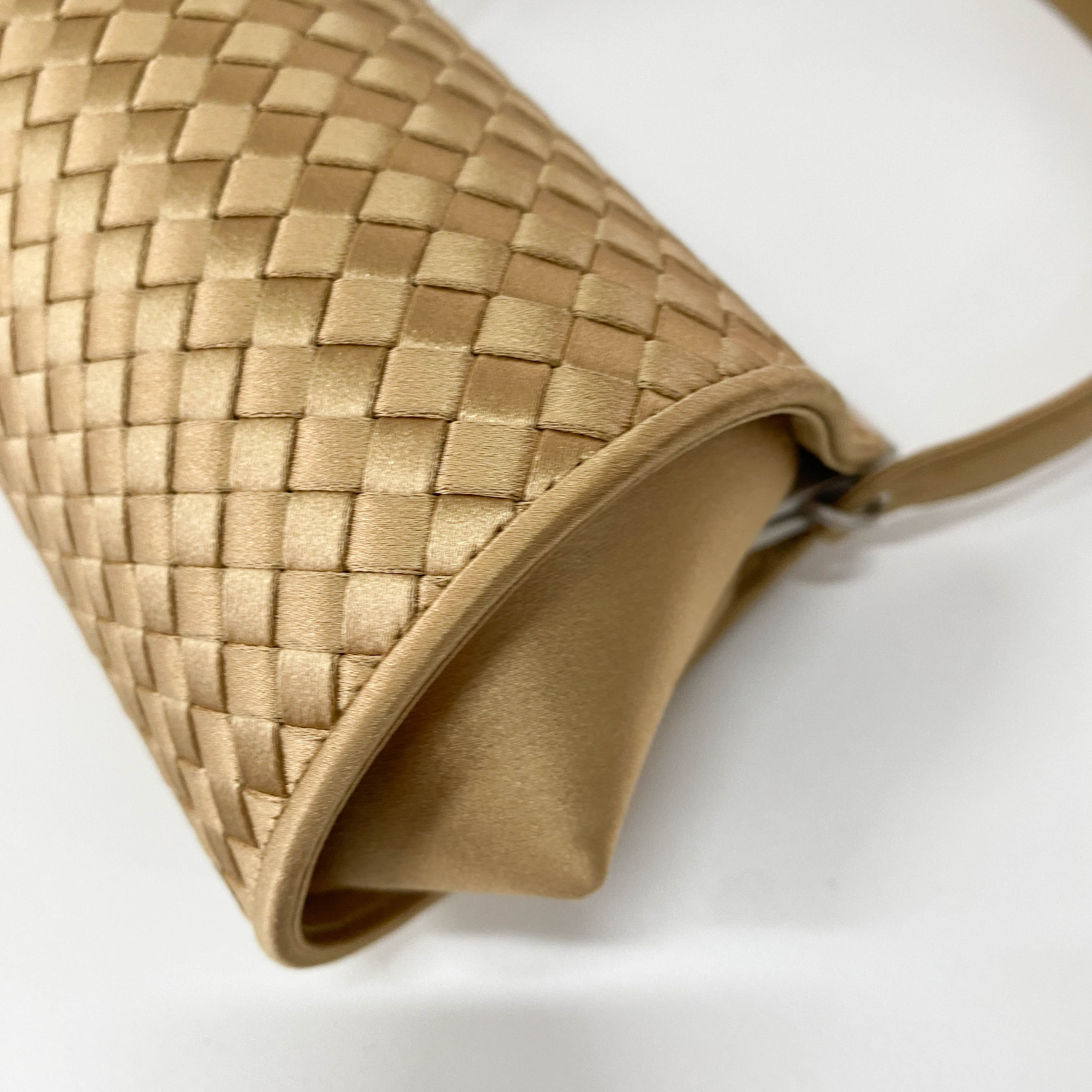 Gold Satin Intrecciato Top Handle Bag