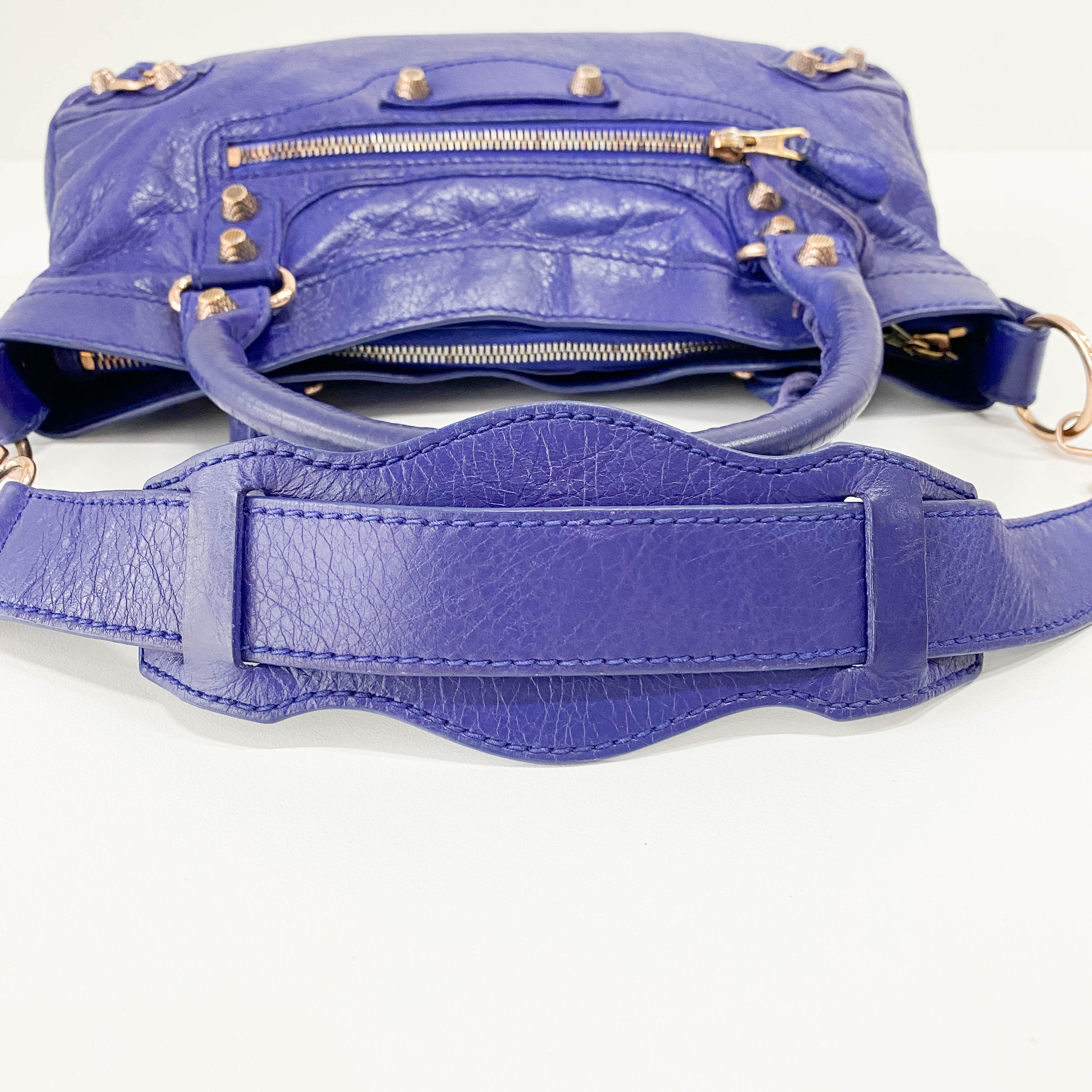 The First Blue Leather Two Way Bag