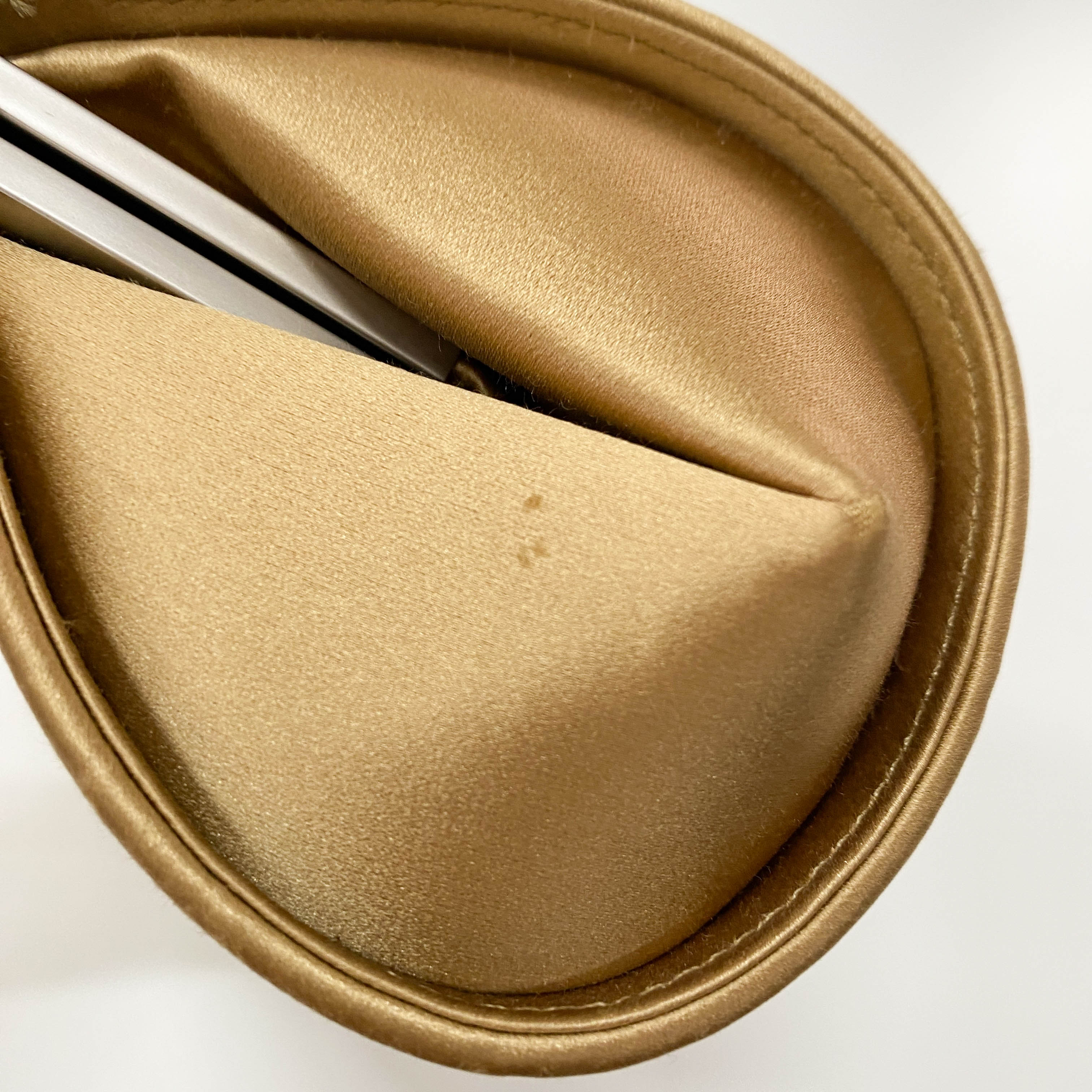 Gold Satin Intrecciato Top Handle Bag