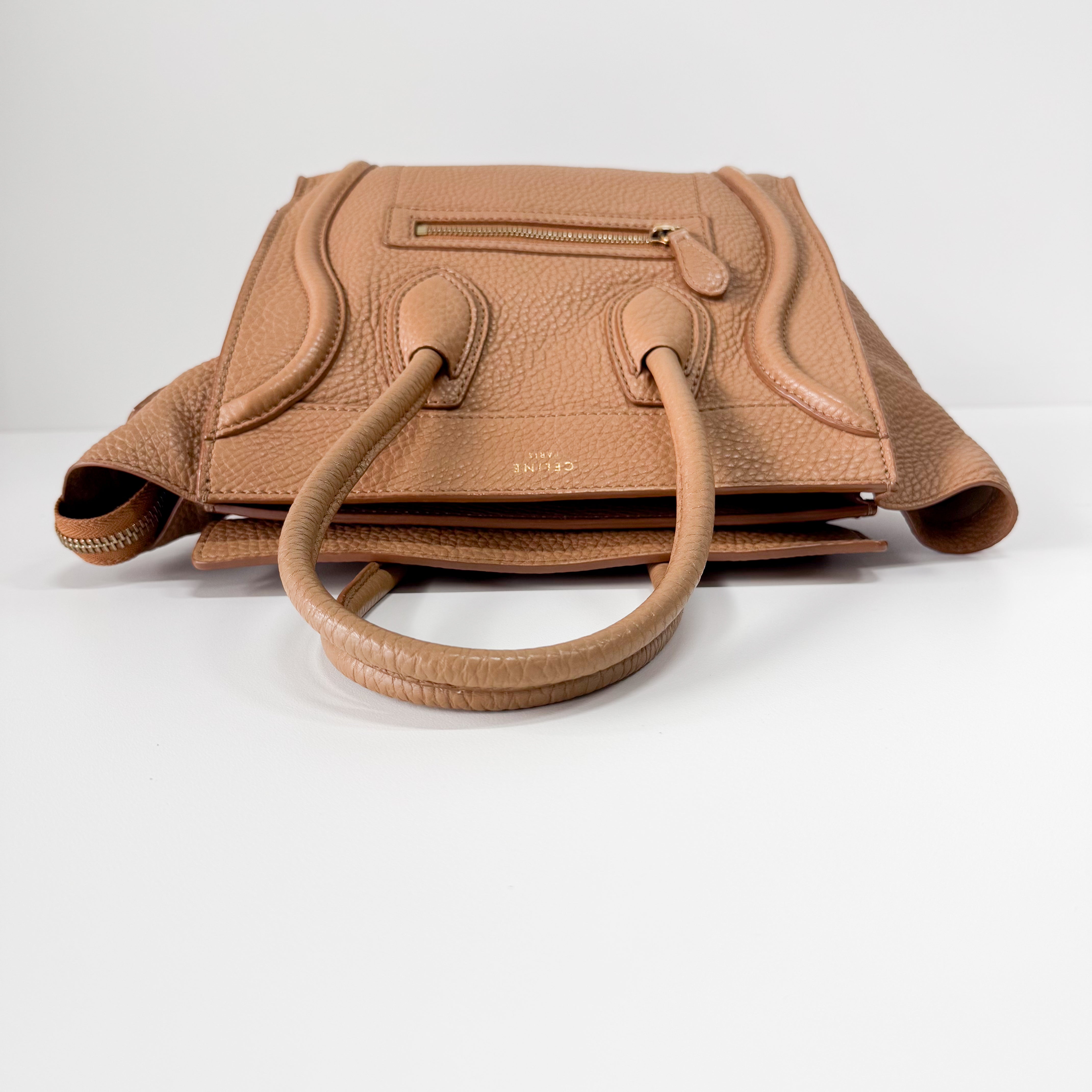 Luggage Micro Beige Leather Handbag