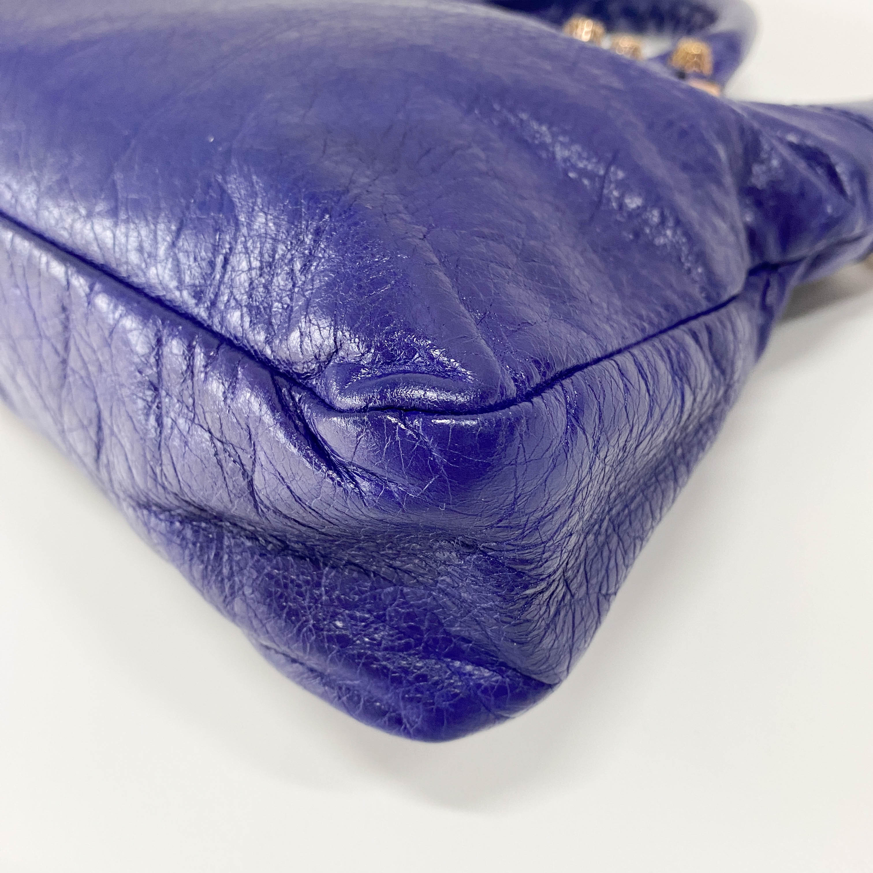 The First Blue Leather Two Way Bag