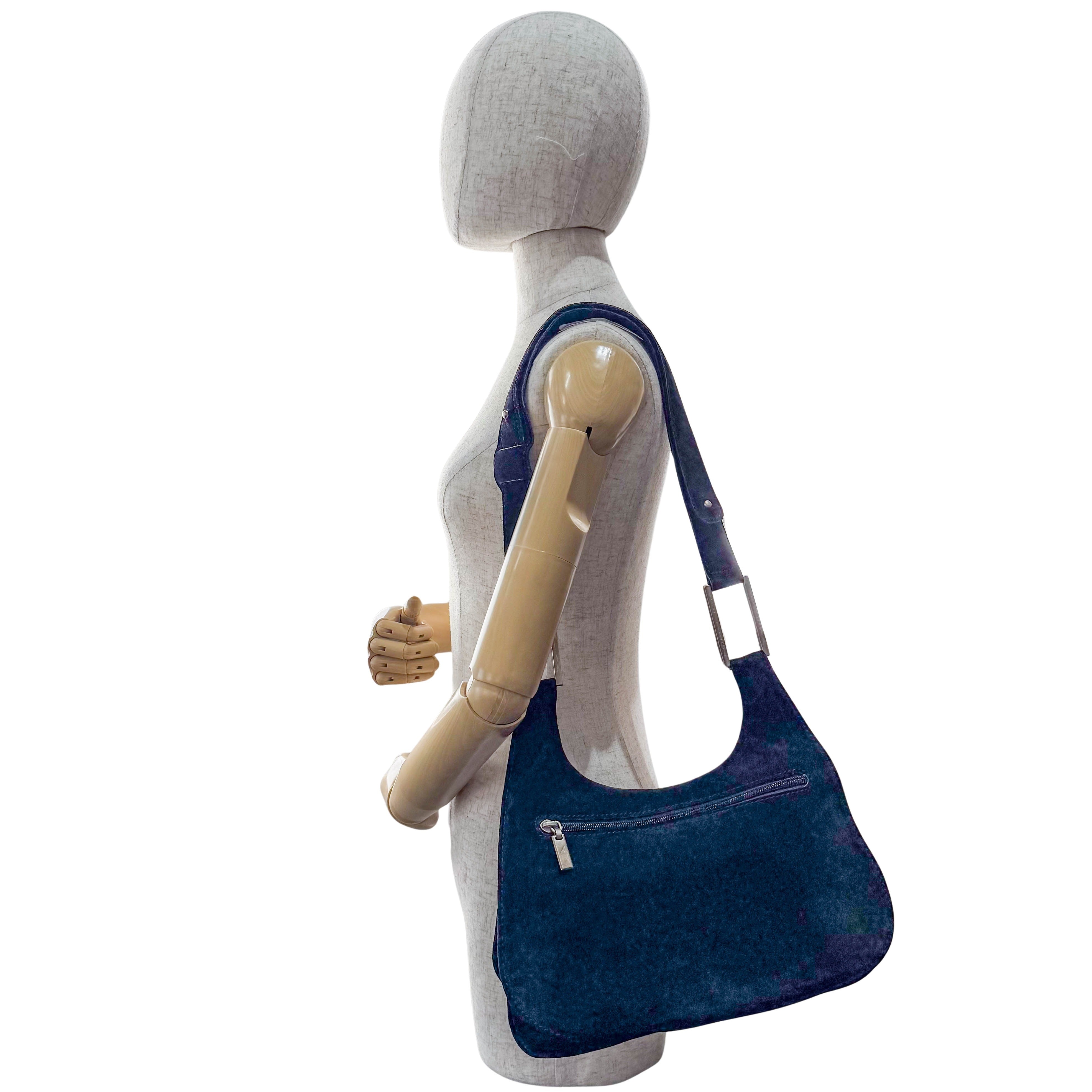 Black Suede Flap Shoulder Bag