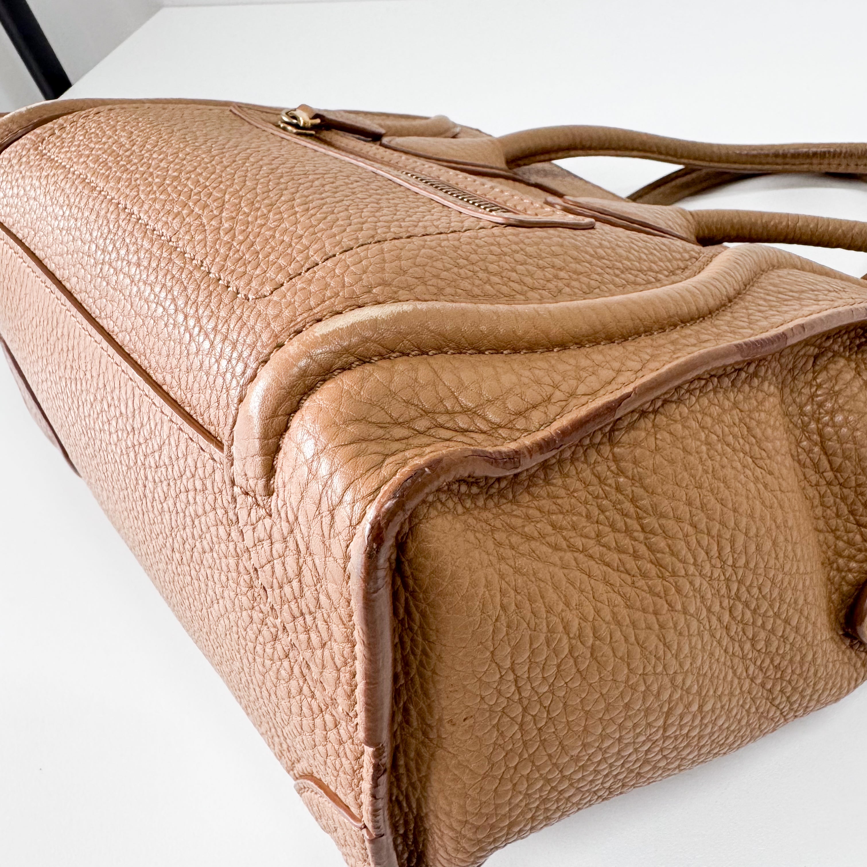 Luggage Micro Beige Leather Handbag