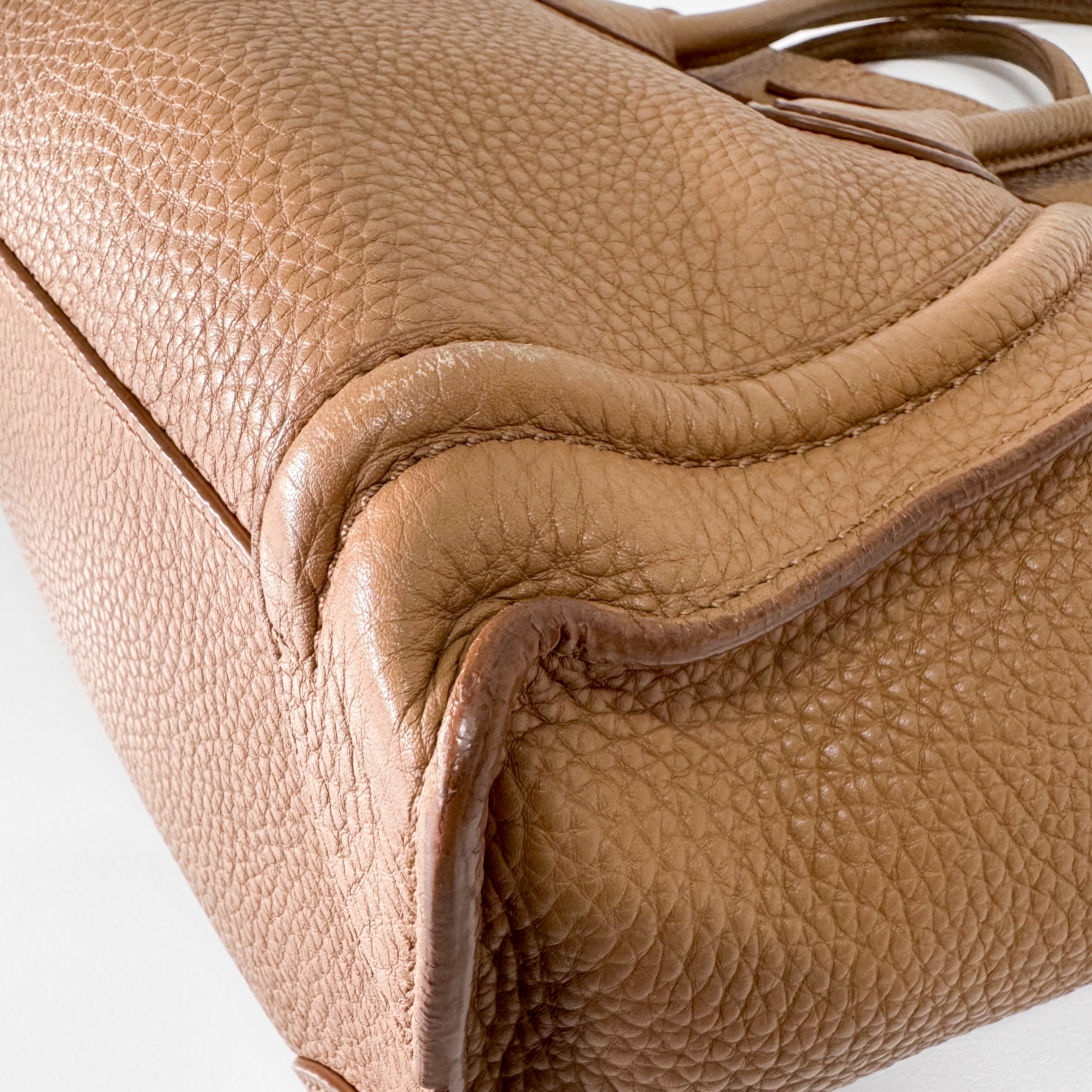 Luggage Micro Beige Leather Handbag